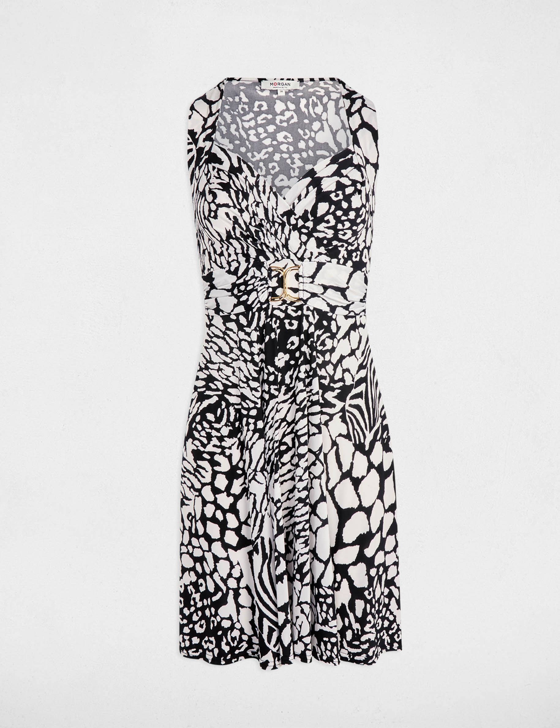 Printed waisted mini dress multicolor women