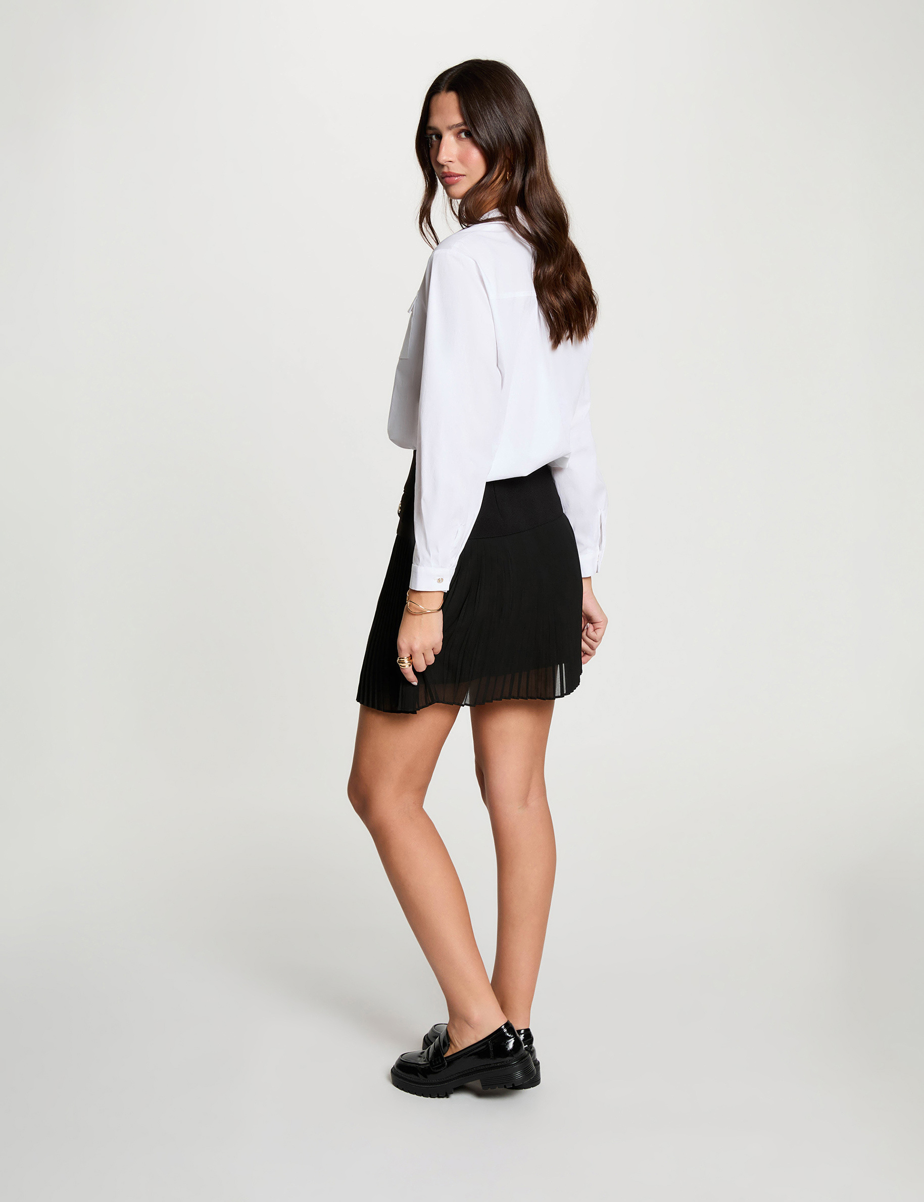 Pleated short skirt black women