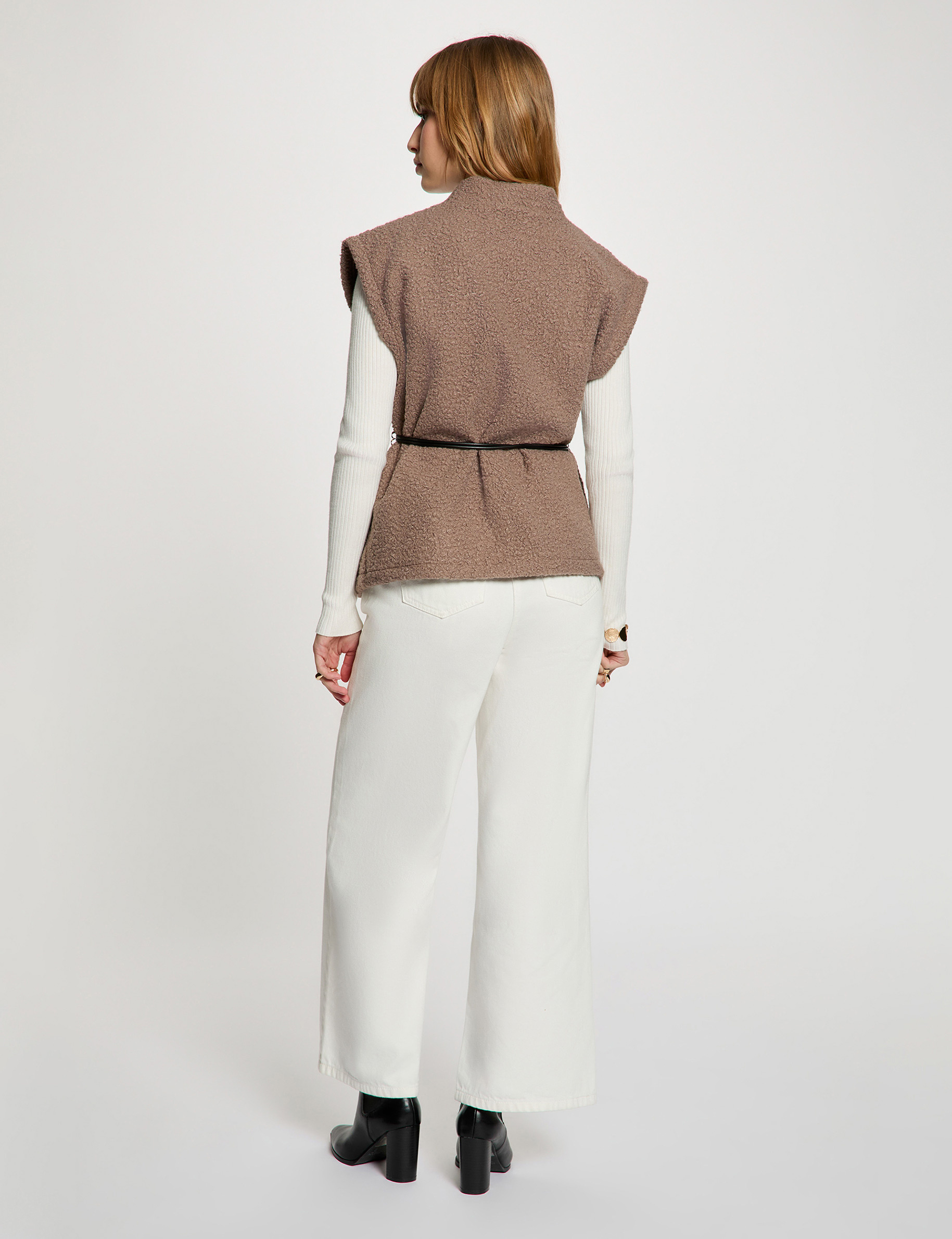Sleeveless jacket taupe women
