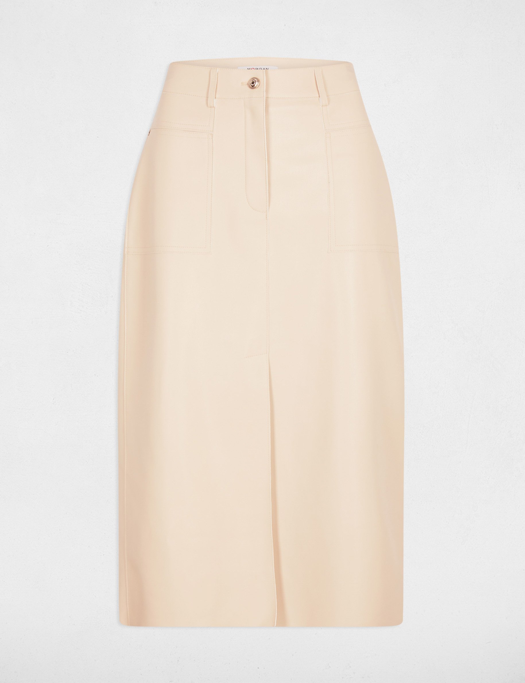 Fitted pencil skirt cream women