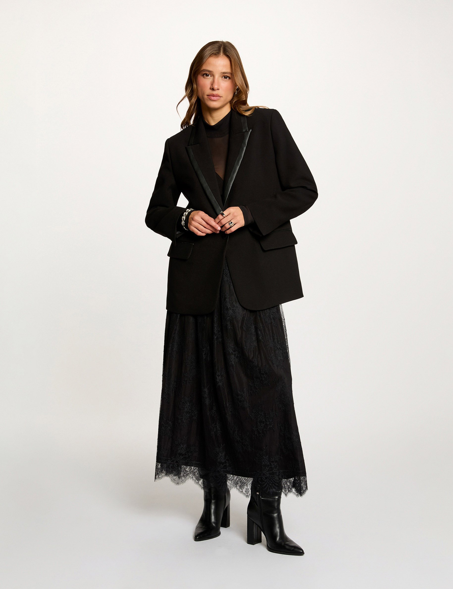 Tailored collar blazer black women