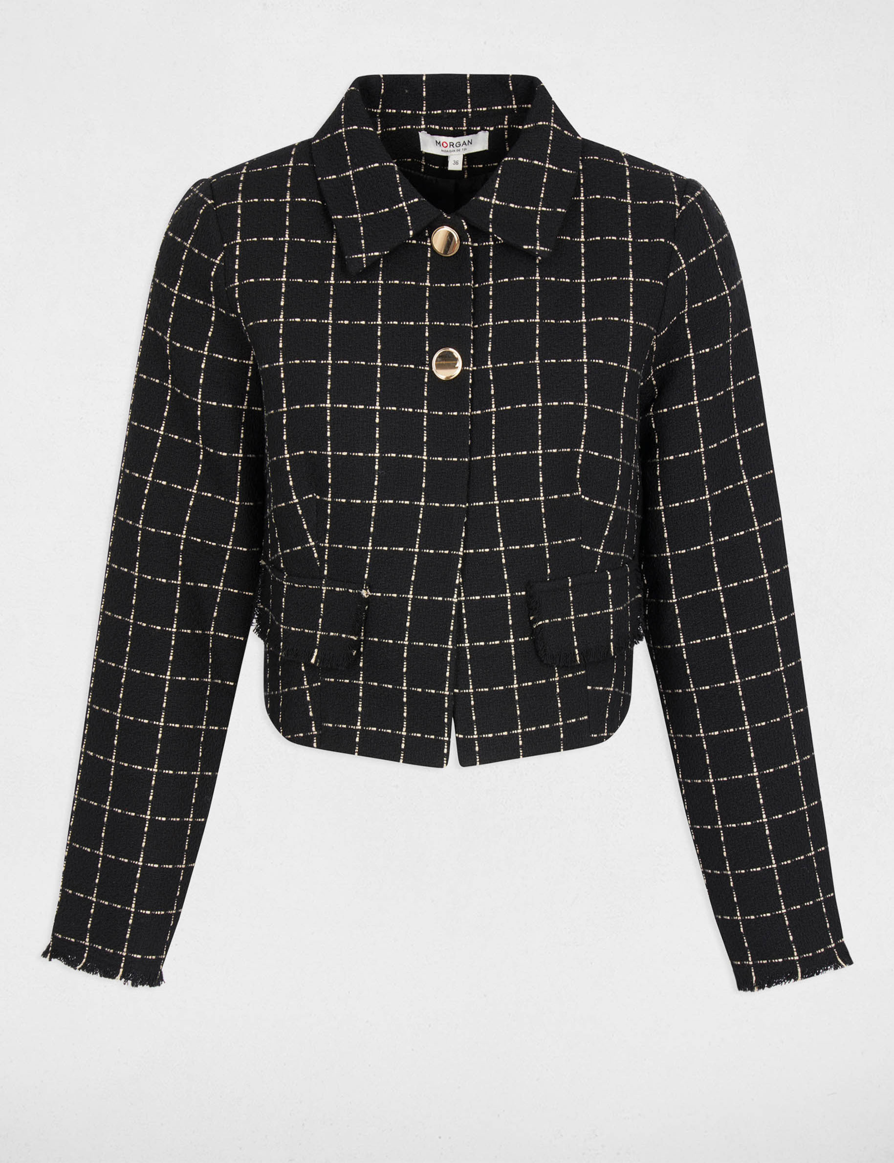 Fitted cropped jacket black women