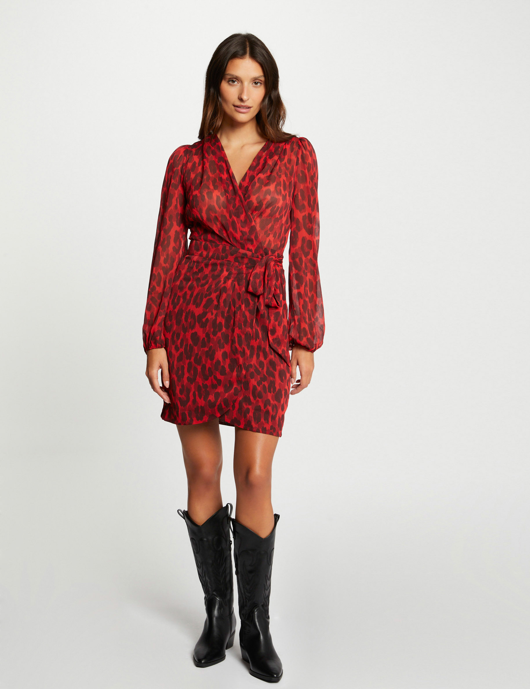 Wrap dress leopard print multico ladies'