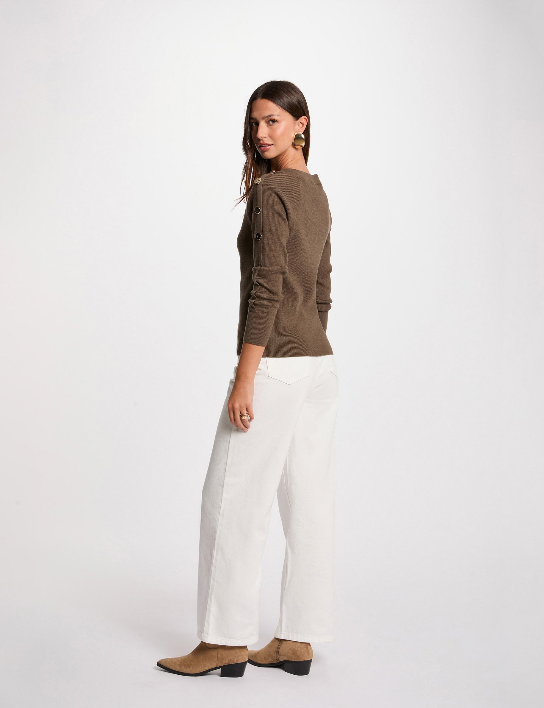 pull col bateau vert kaki femme Pull col bateau vert kaki femme