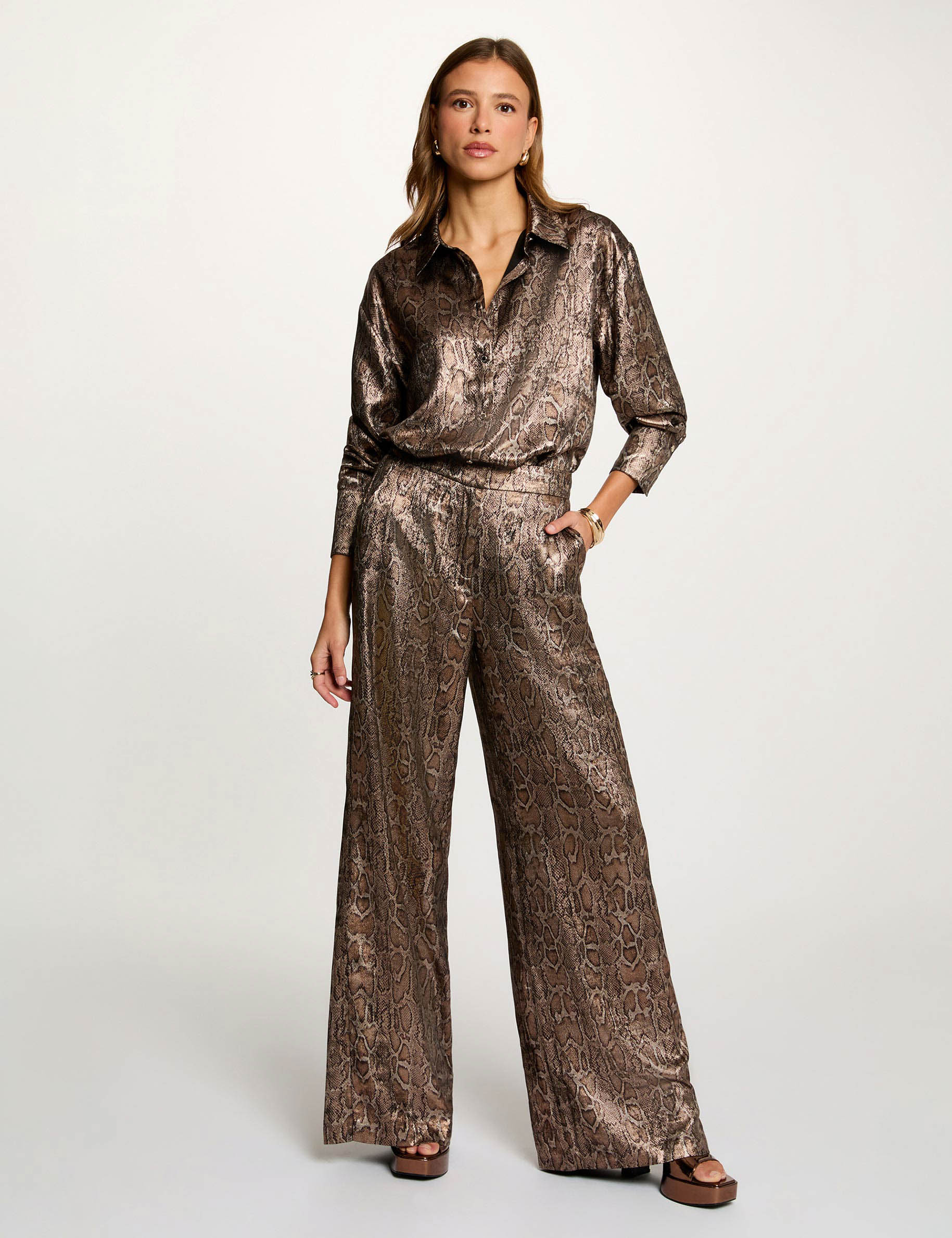 pantalon large satine multicolore femme multicolor women