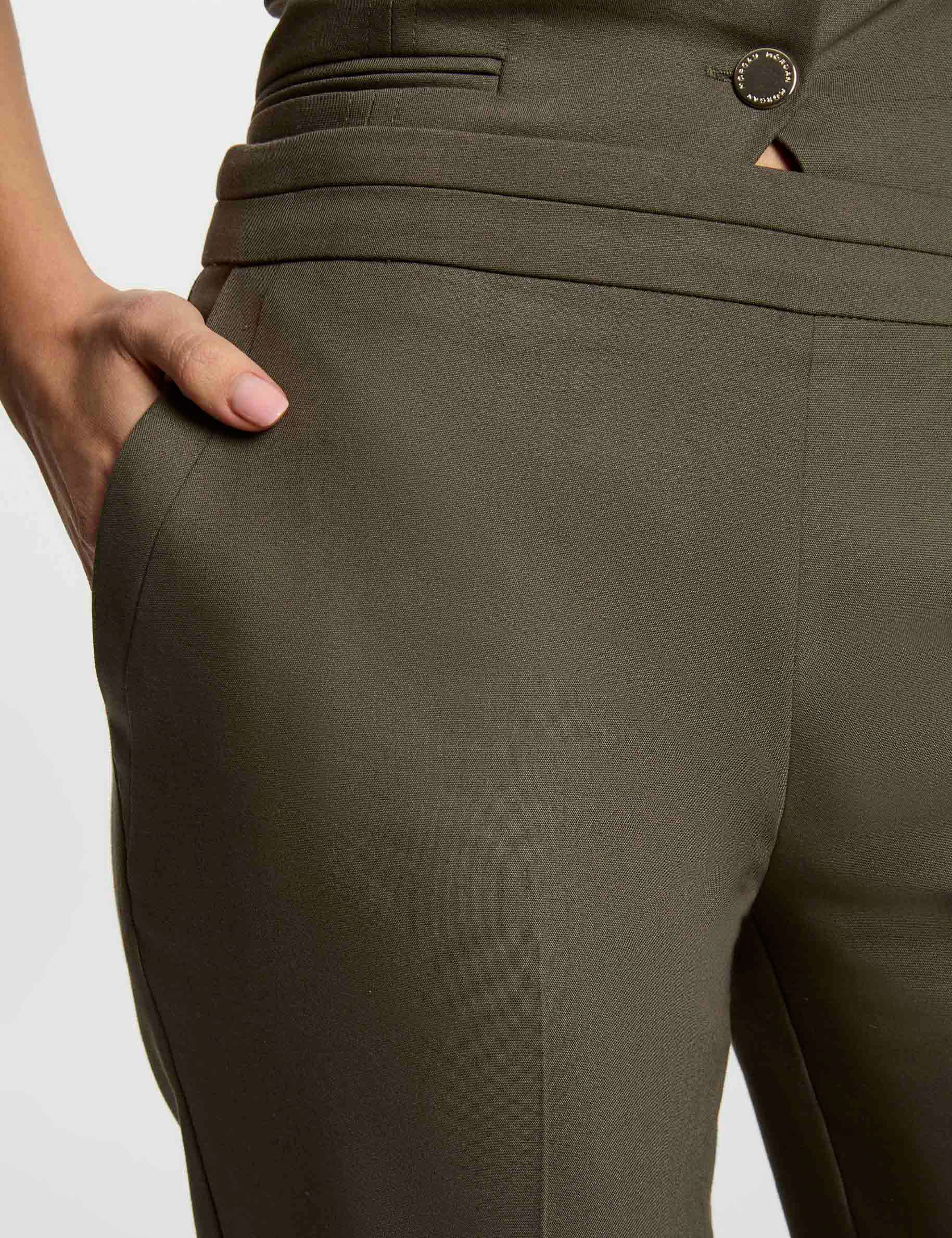cigarette trousers with darts khaki green women Cigarette trousers with darts khaki green women