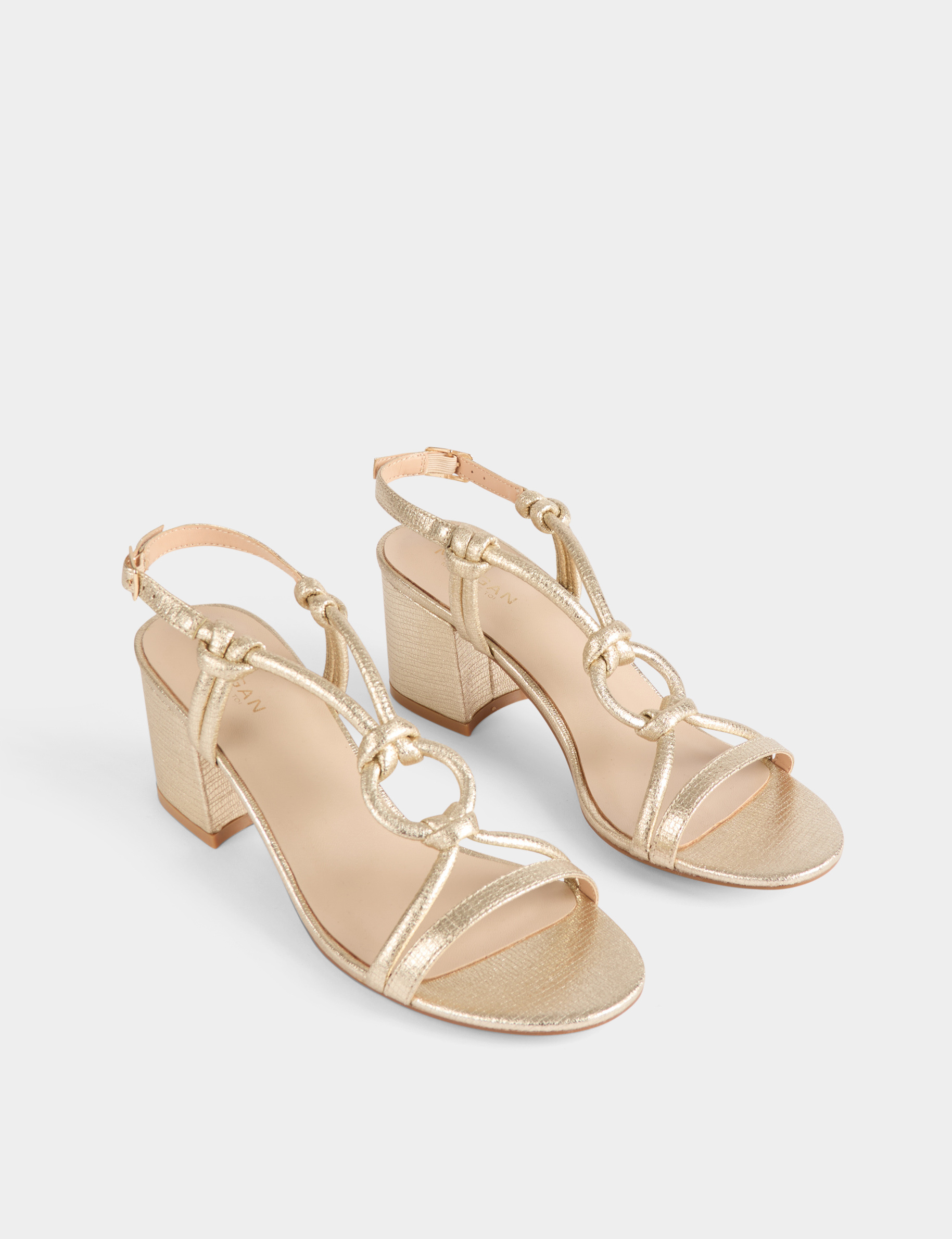 sandales a talons et anneaux jaune or femme Sandales à talons et anneaux jaune or femme