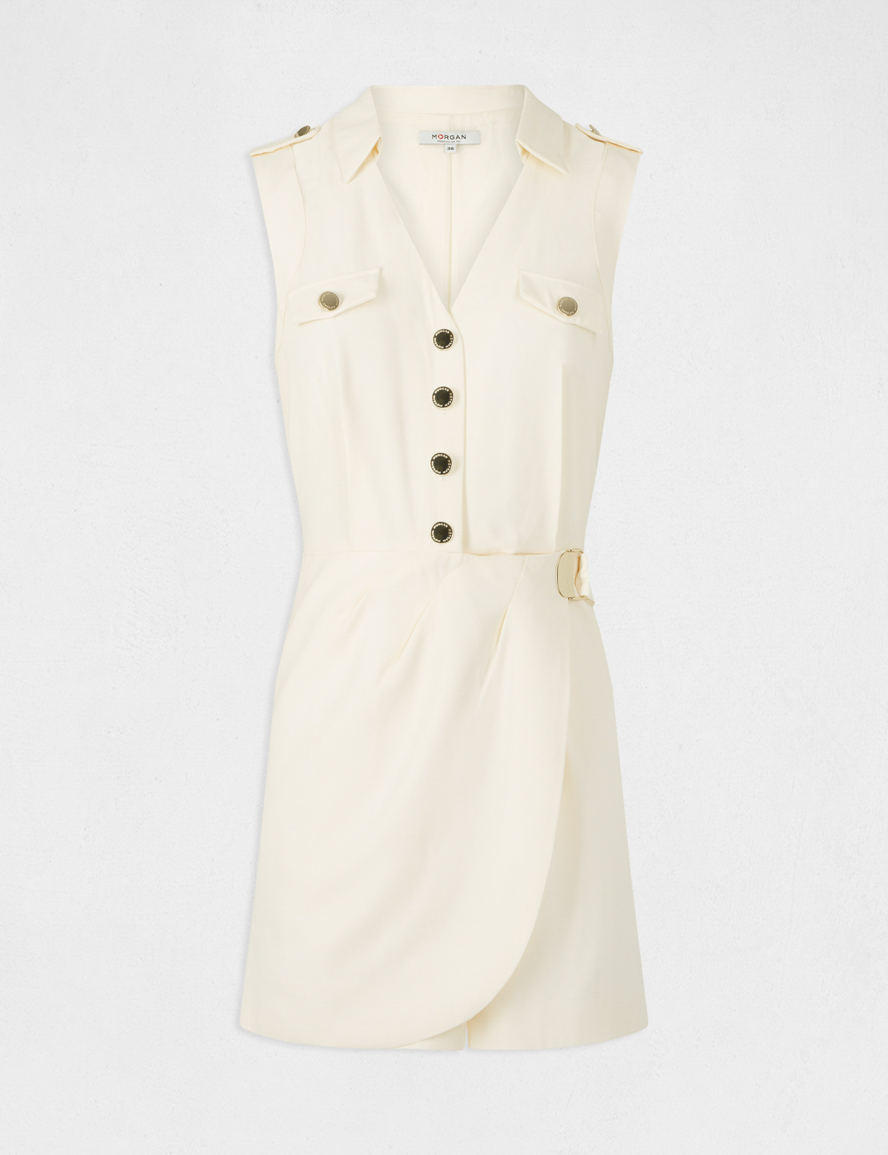 Straight playsuit with wrap skirt bottom medium ecru ladies'