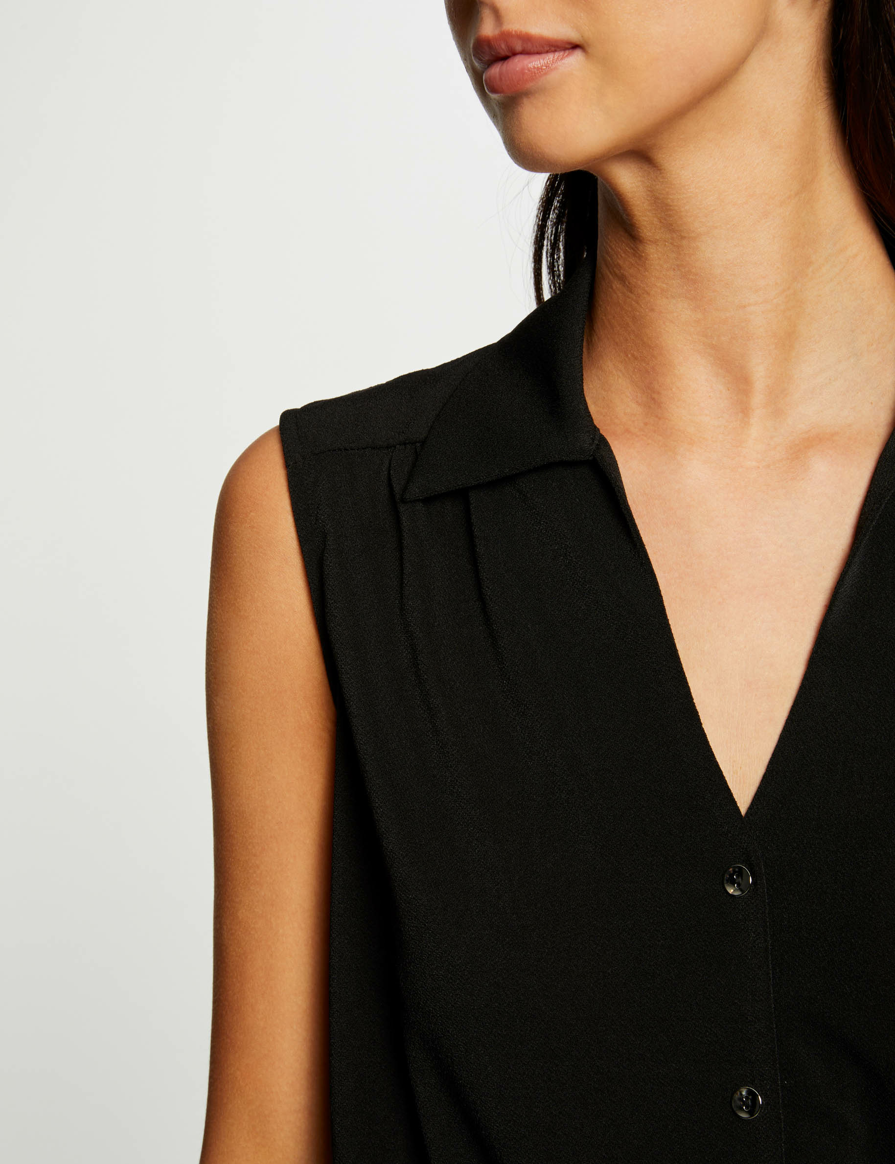 Sleeveless tied blouse black ladies'