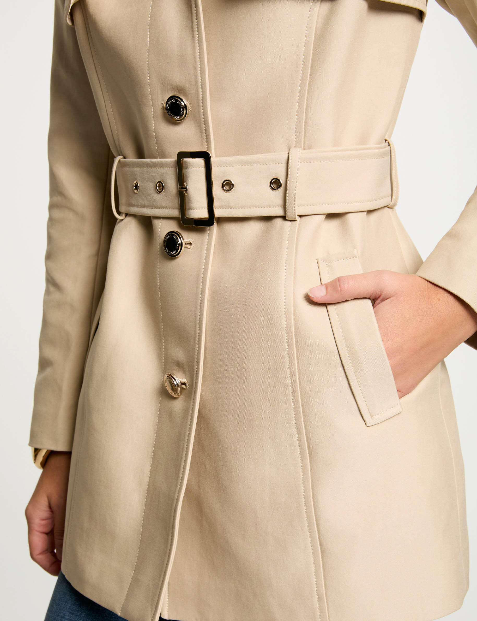 belted mid length trenchcoat sand women Belted mid-length trenchcoat sand women