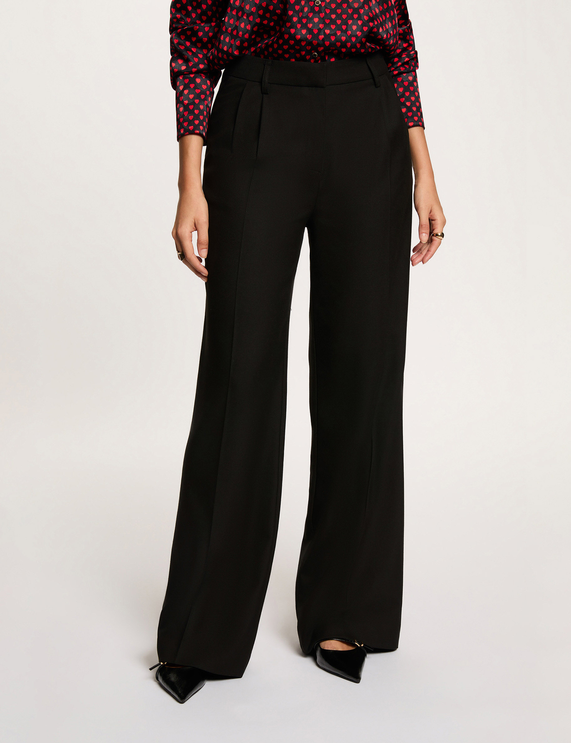 Wide leg trousers with darts black women