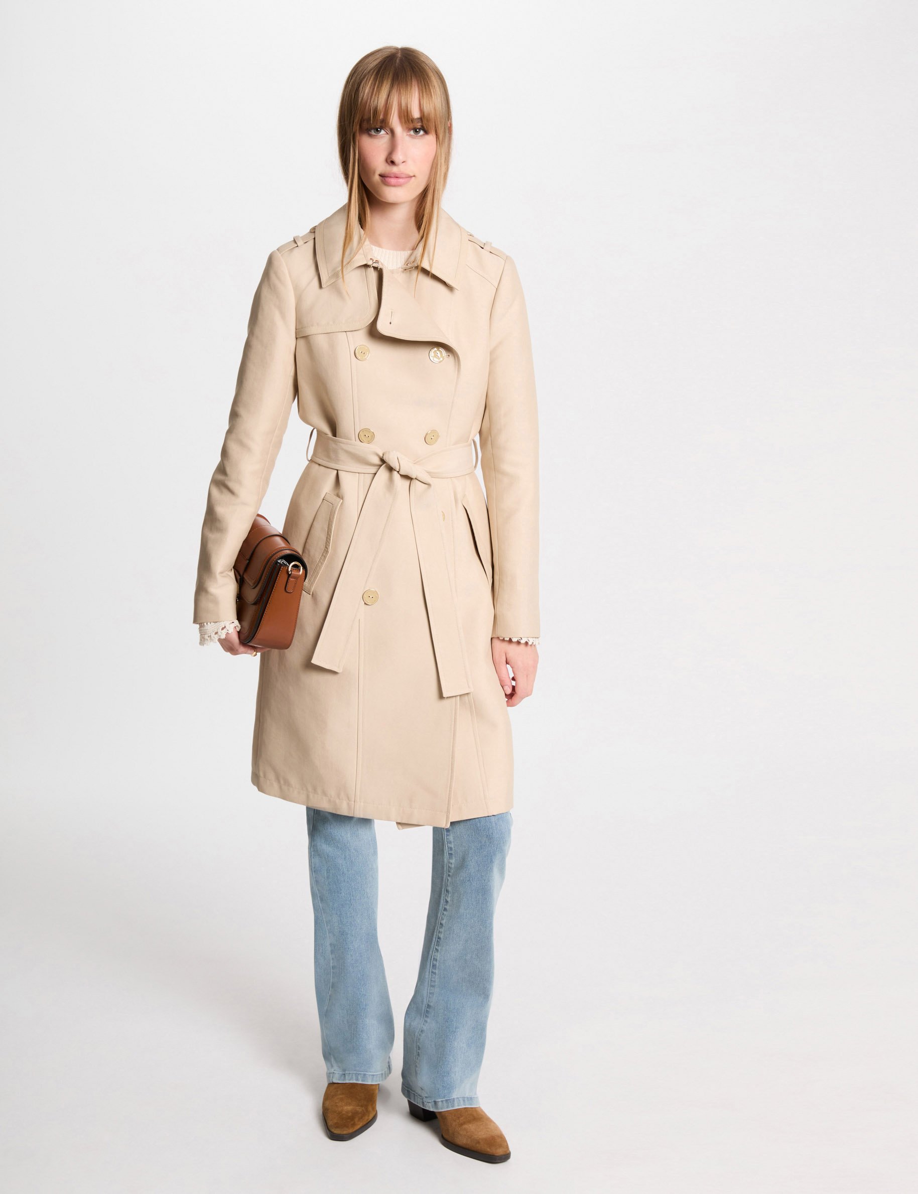 belted long trenchcoat sand women Belted long trenchcoat sand women