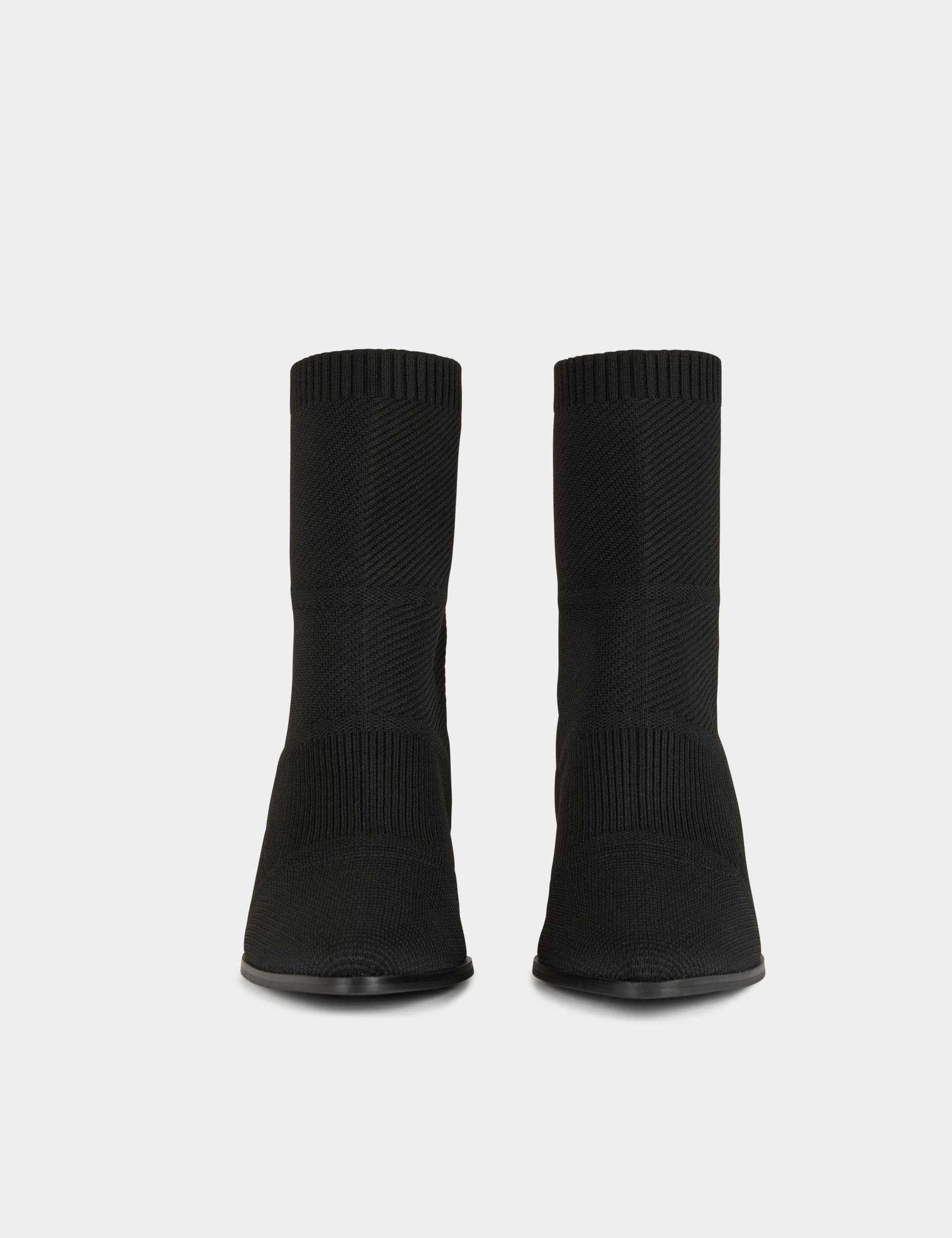 Ribbed boots with stacked heels black ladies'