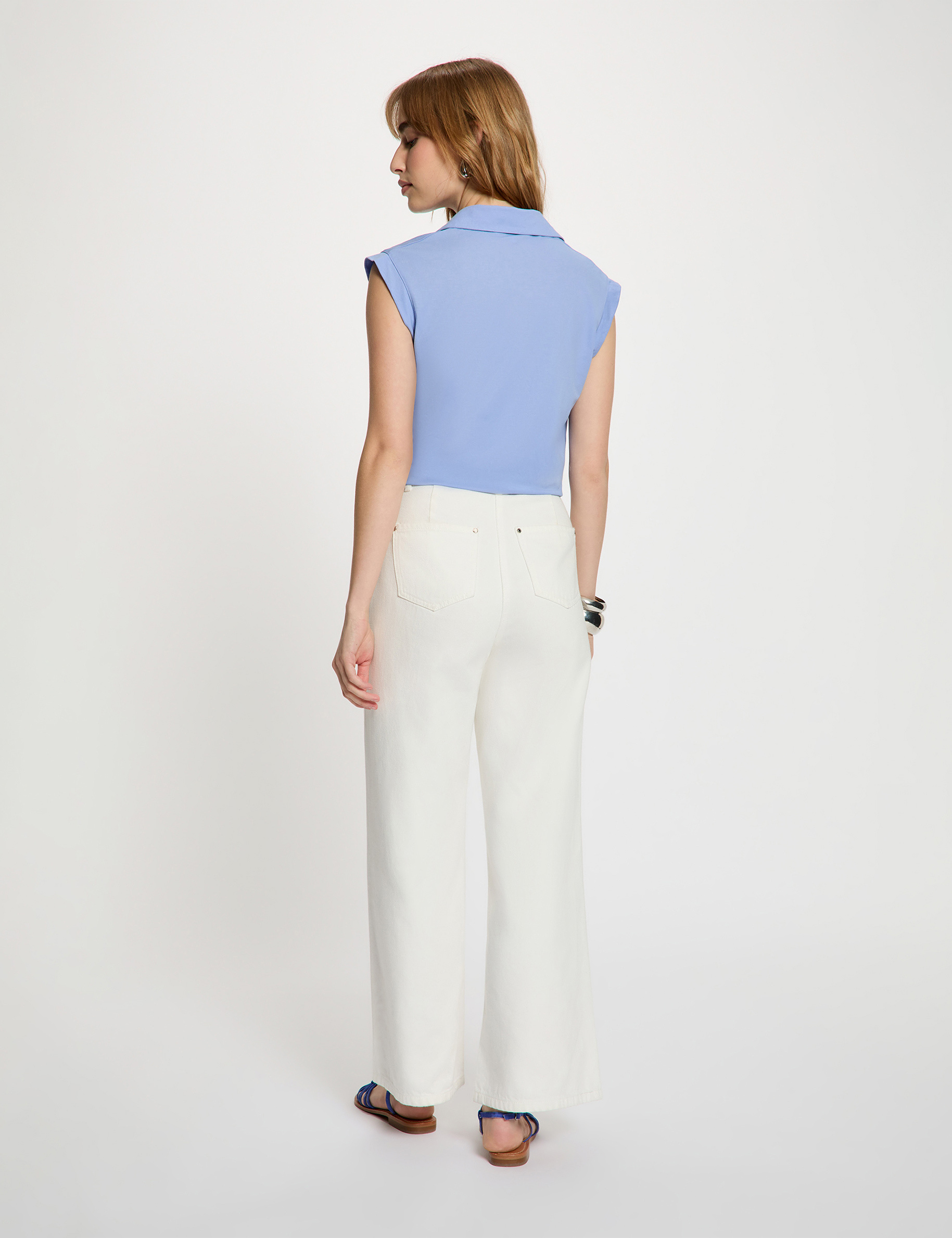Sleeveless blouse lavender blue women