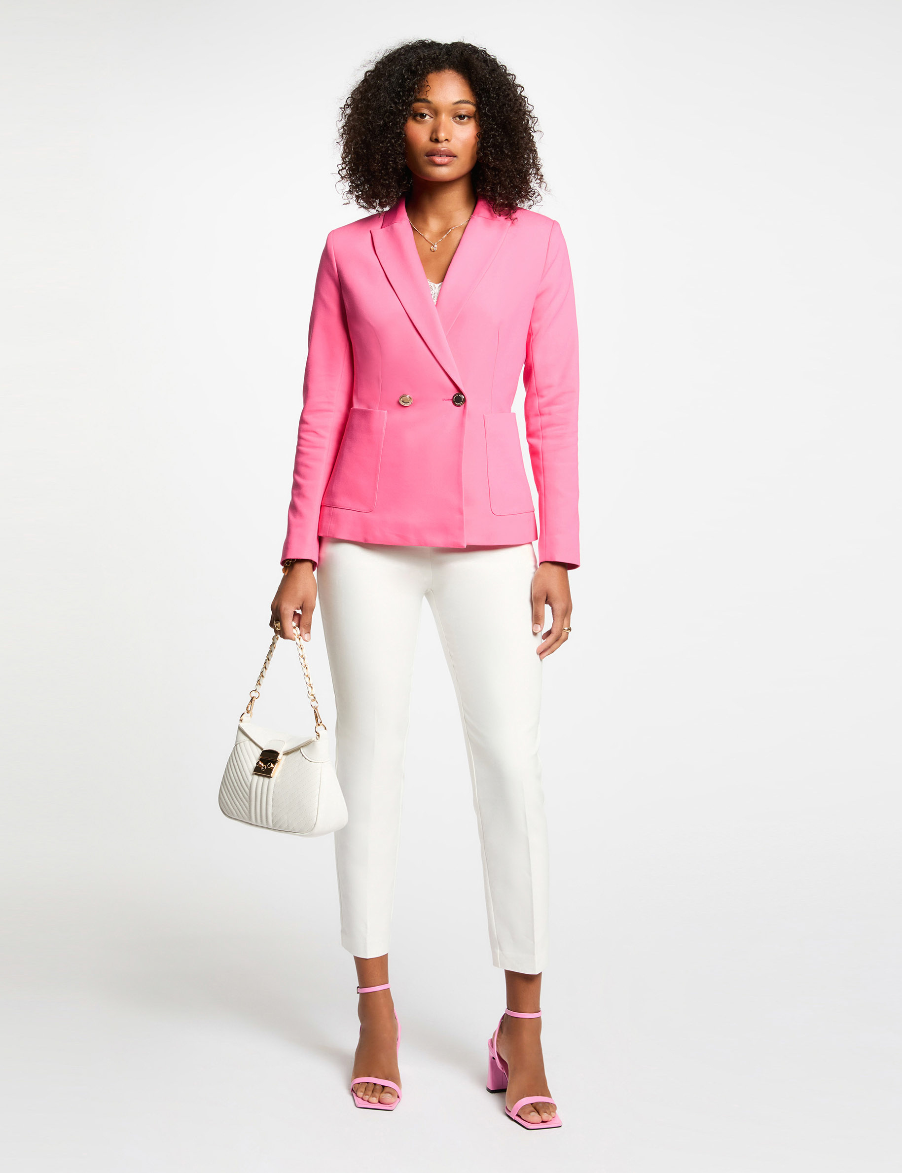 waisted buttoned blazer pink women Waisted buttoned blazer pink women