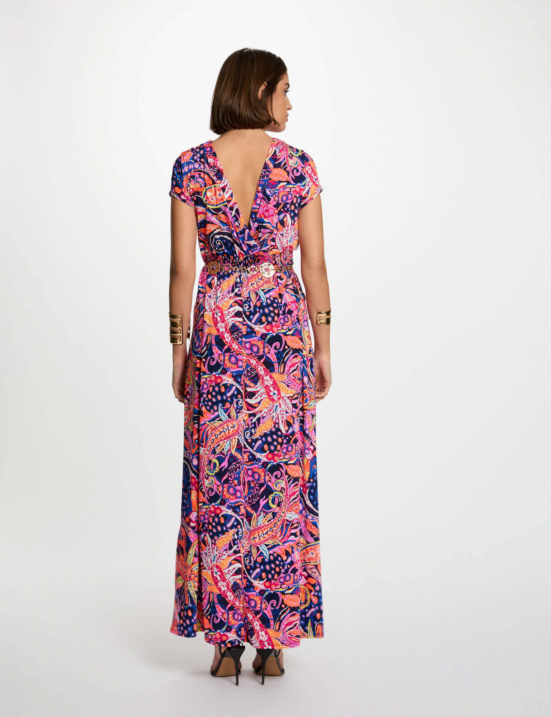 printed maxi straight dress multicolor women Printed maxi straight dress multicolor women