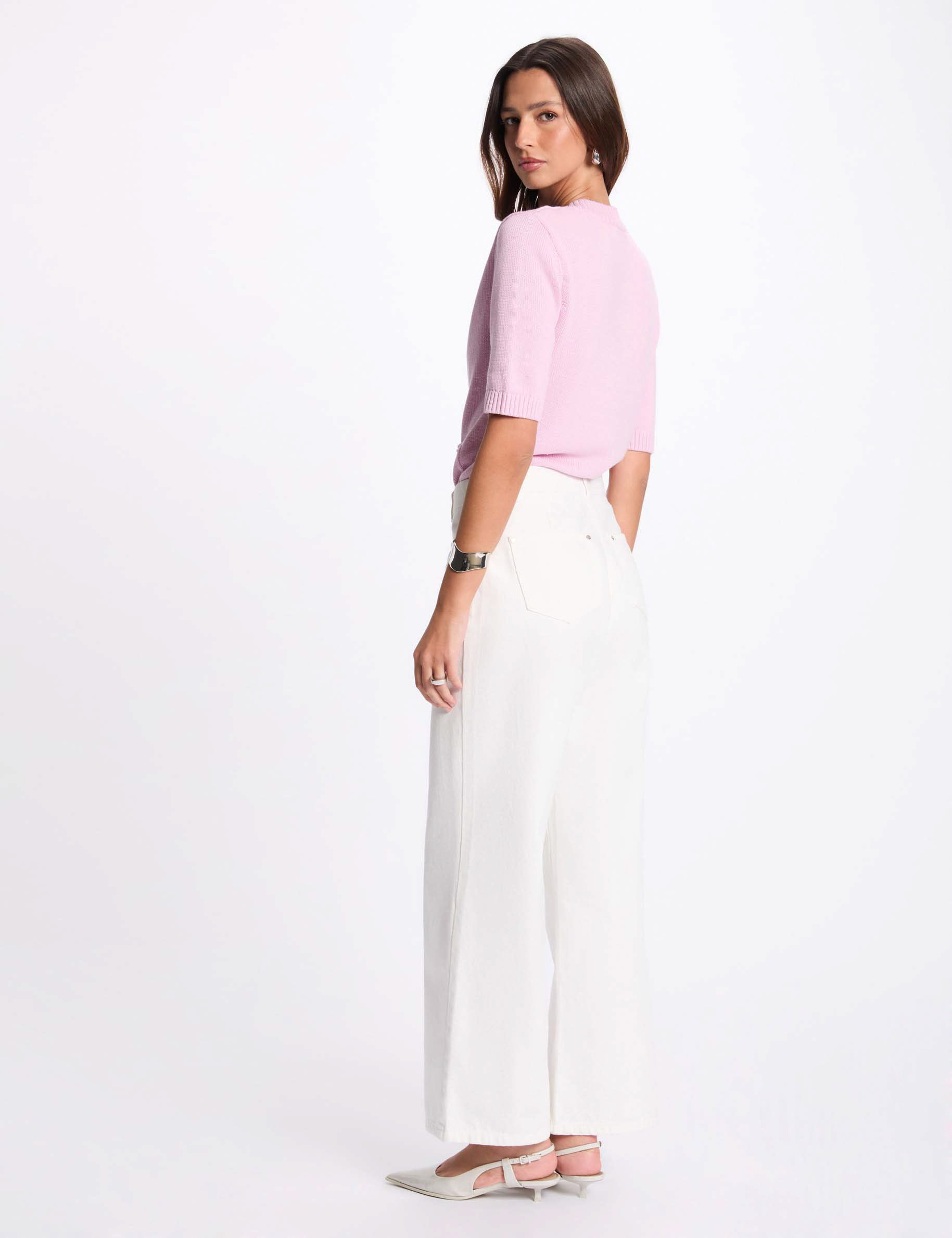 Cardigan 3/4-length sleeves pastel pink women