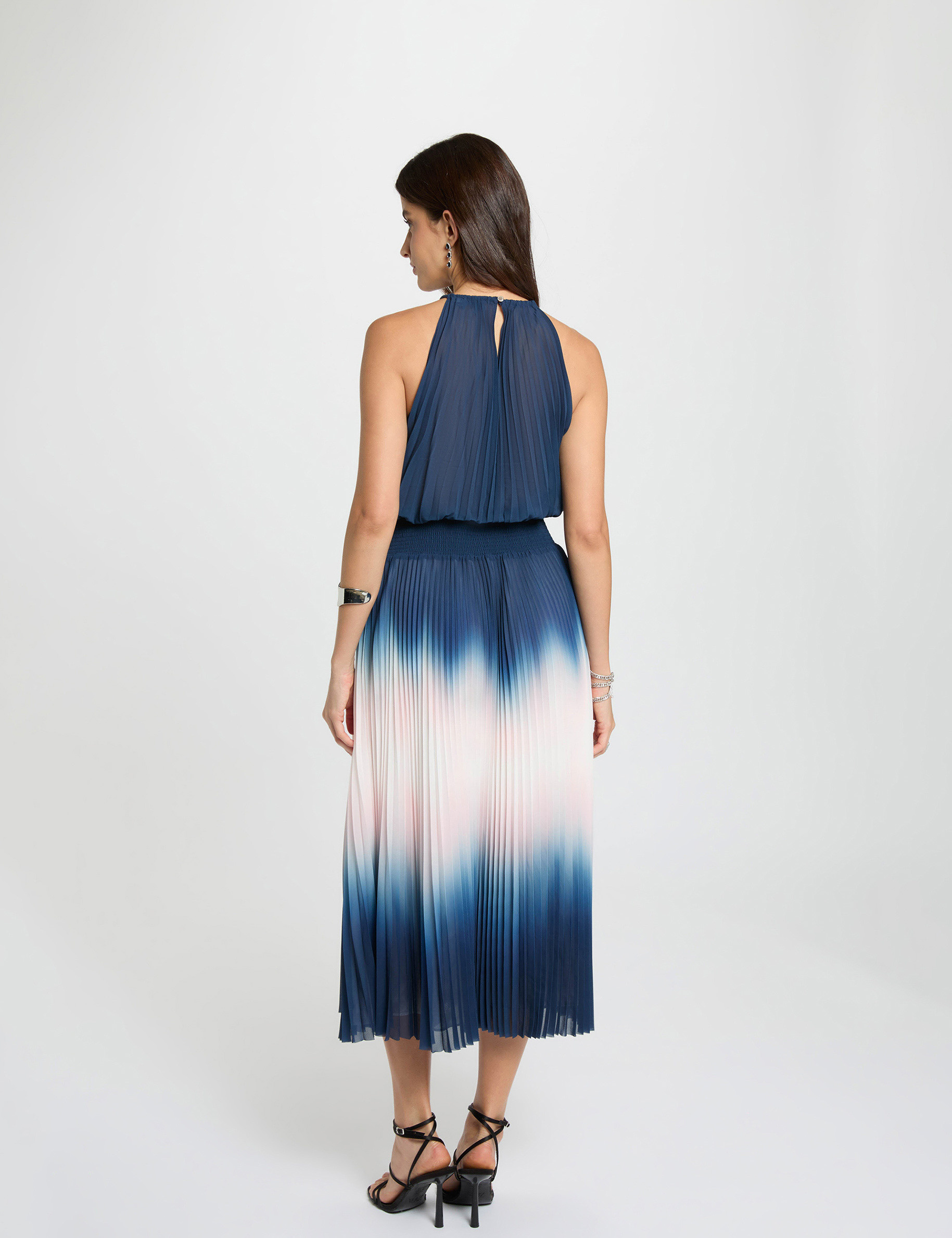 Pleated long dress multicolor women