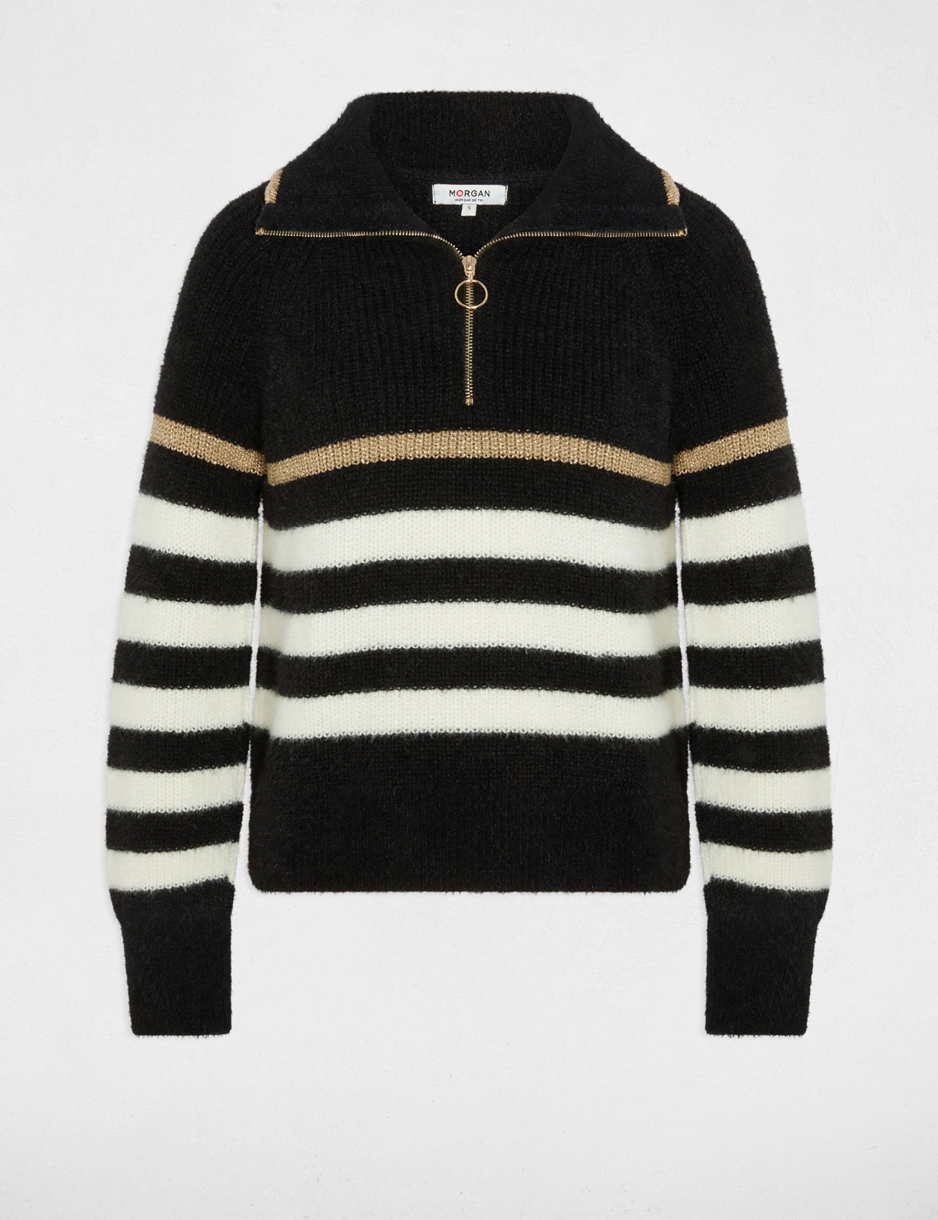 sweater with half zip neckline black women Sweater with half-zip neckline black women