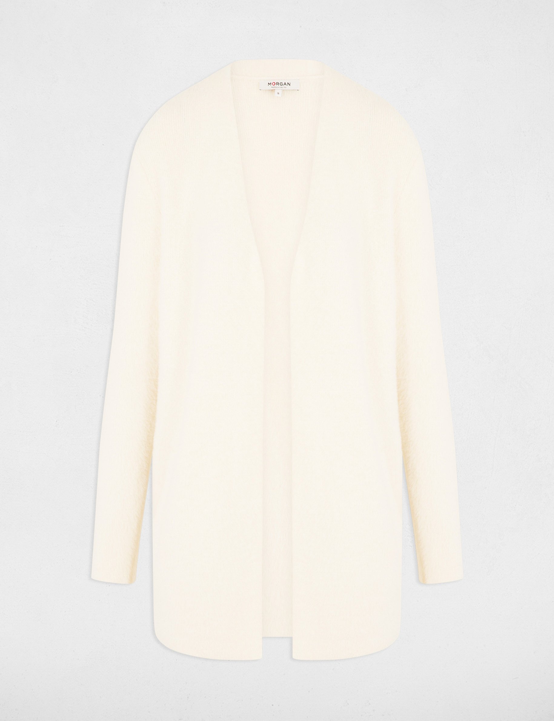 long cardigan with fluffy knit ivory women Long cardigan with fluffy knit ivory women