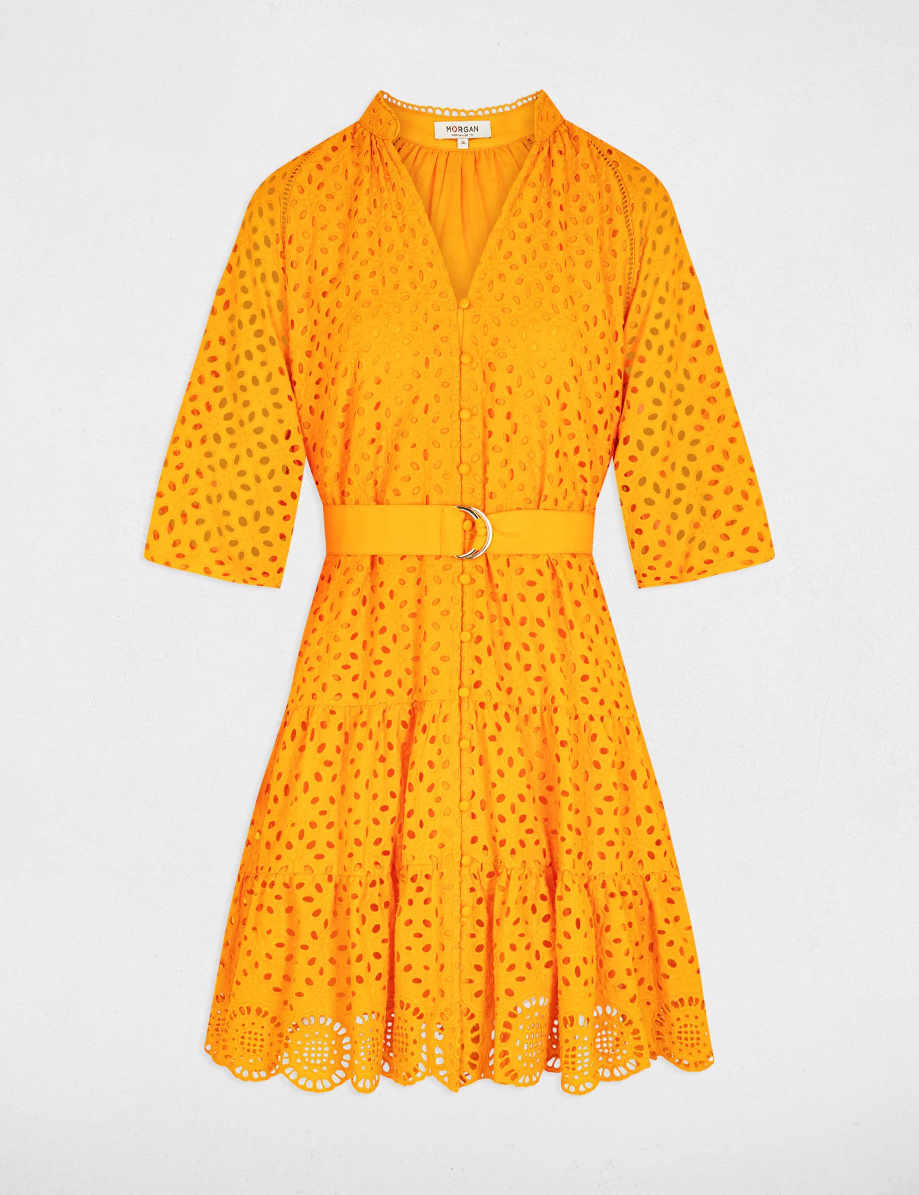 embroidered a line mini dress orange women Embroidered A-line mini dress orange women