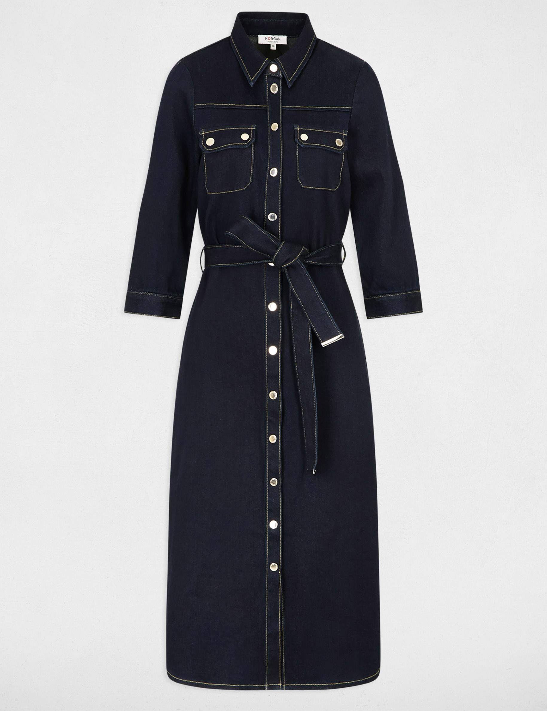 3/4 buttoned dress raw denim women