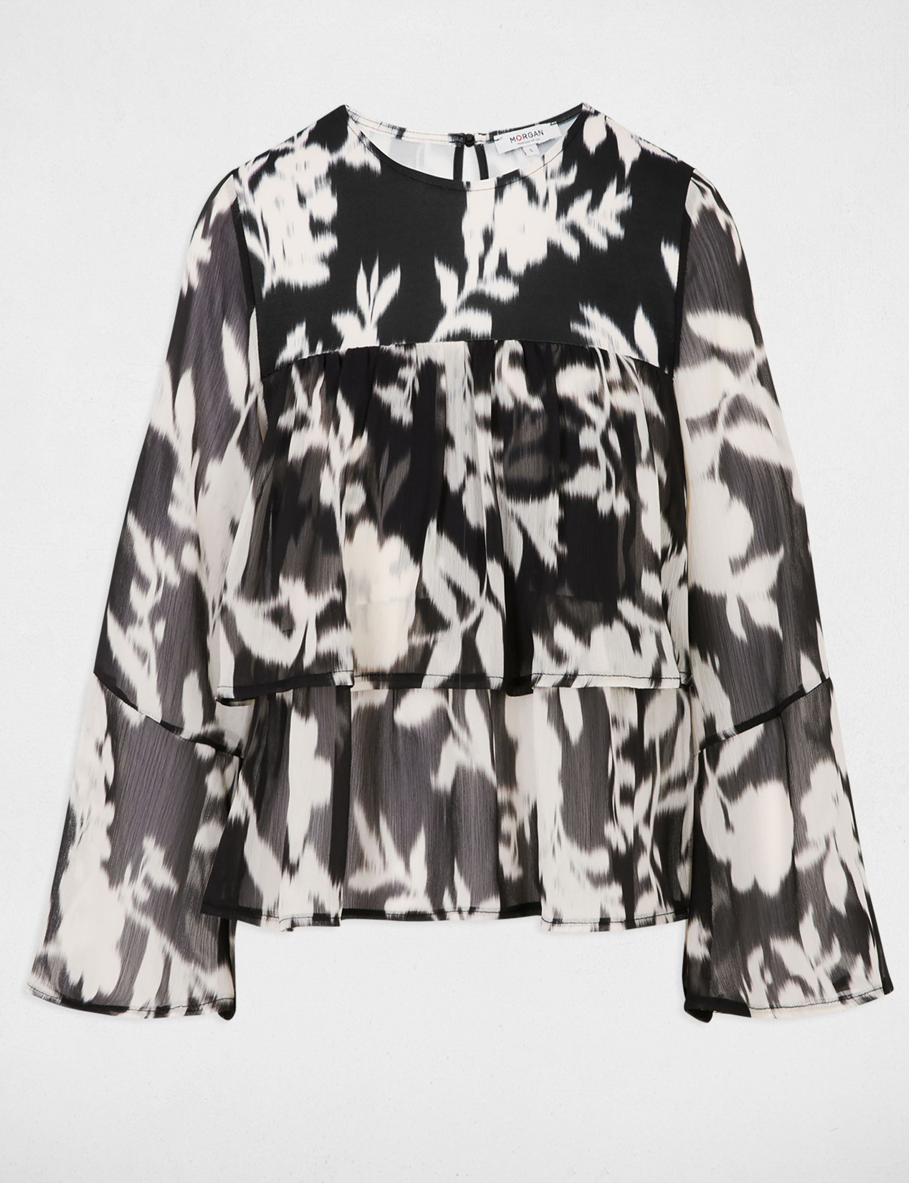 Printed voile t-shirt black women