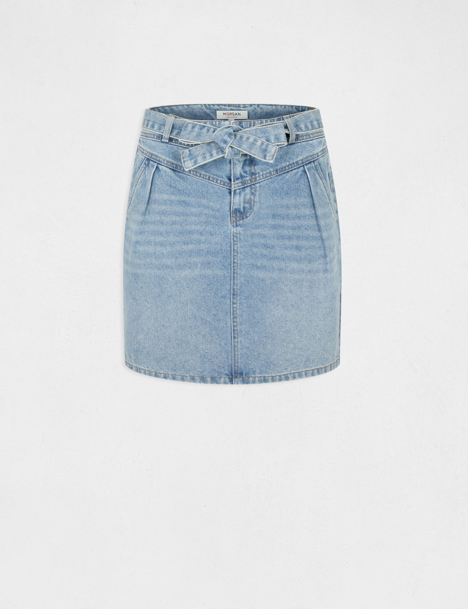 Belted straight denim skirt stone denim ladies' Belted straight denim skirt stone denim ladies'