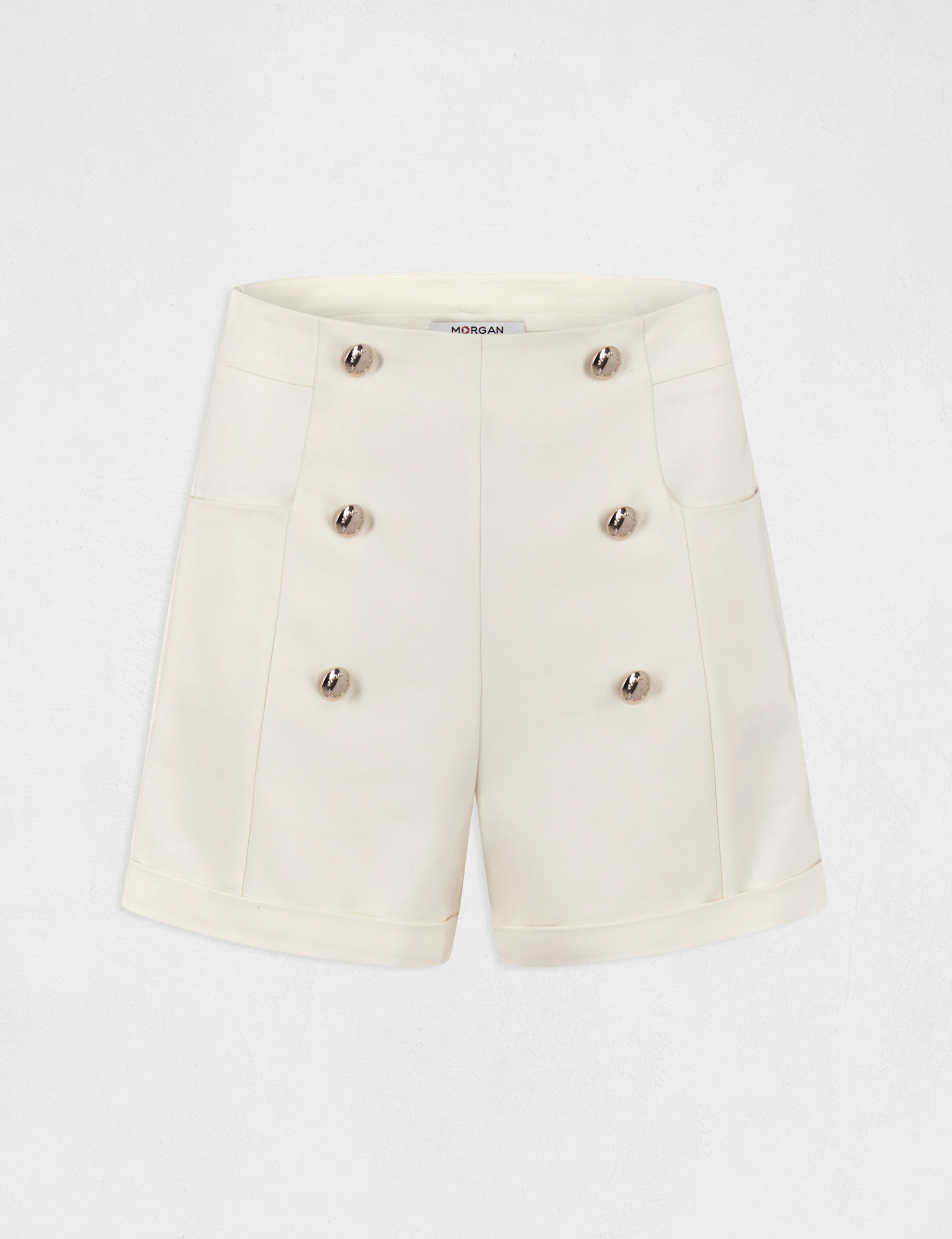 Straight city shorts with buttons medium ecru ladies'