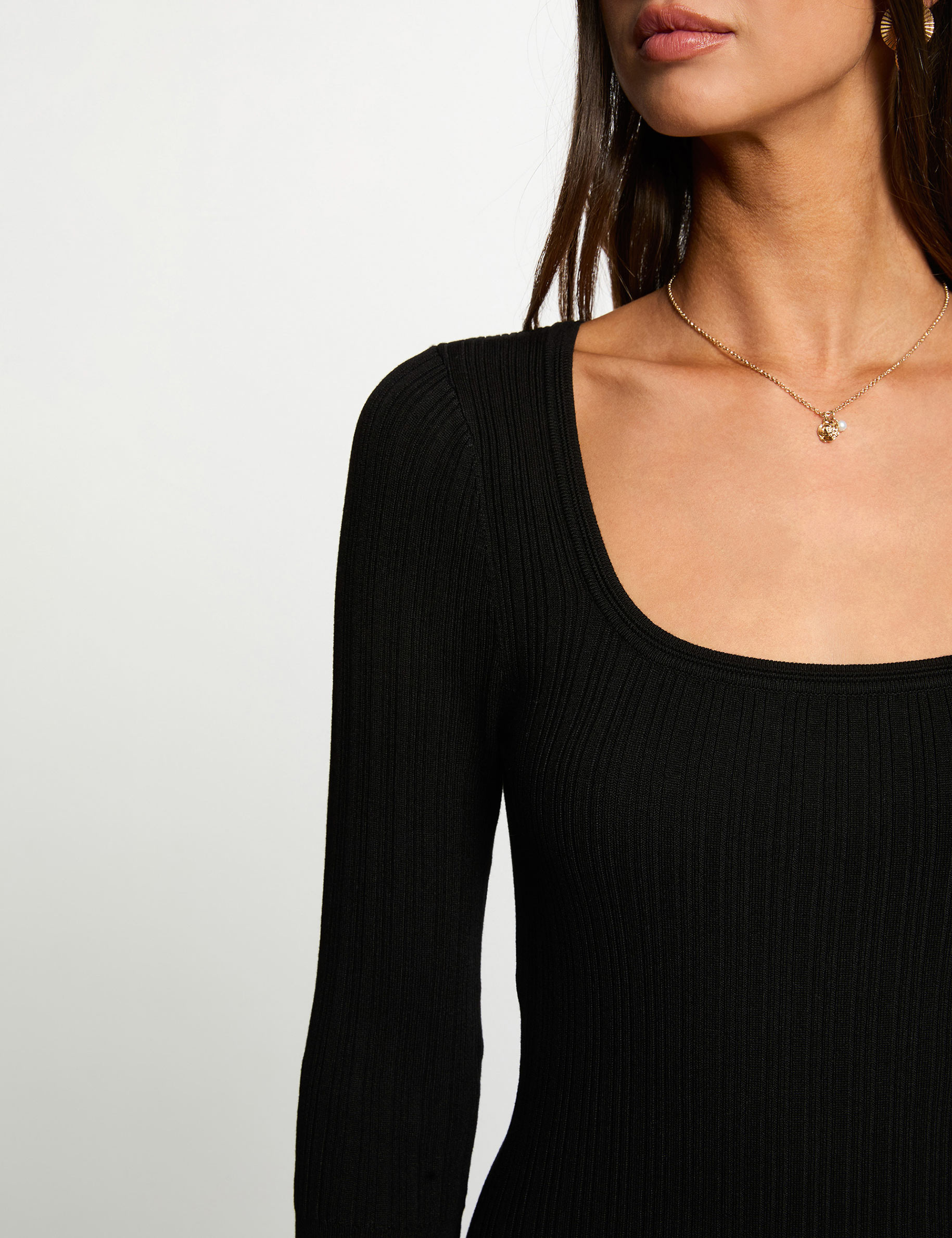 Knitted dress with 3/4 sleeves black women