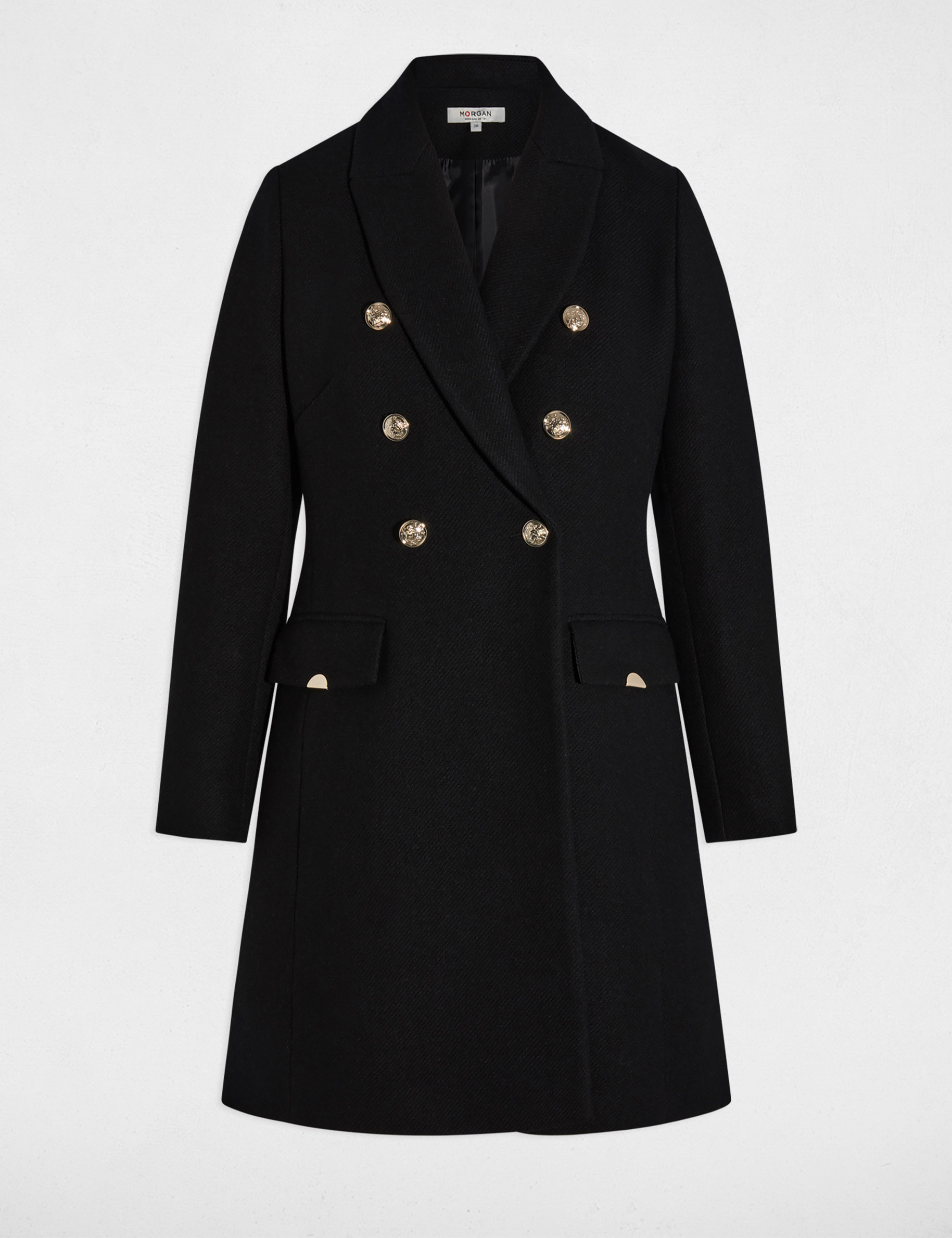 fitted coat with tailored collar black women Fitted coat with tailored collar black women