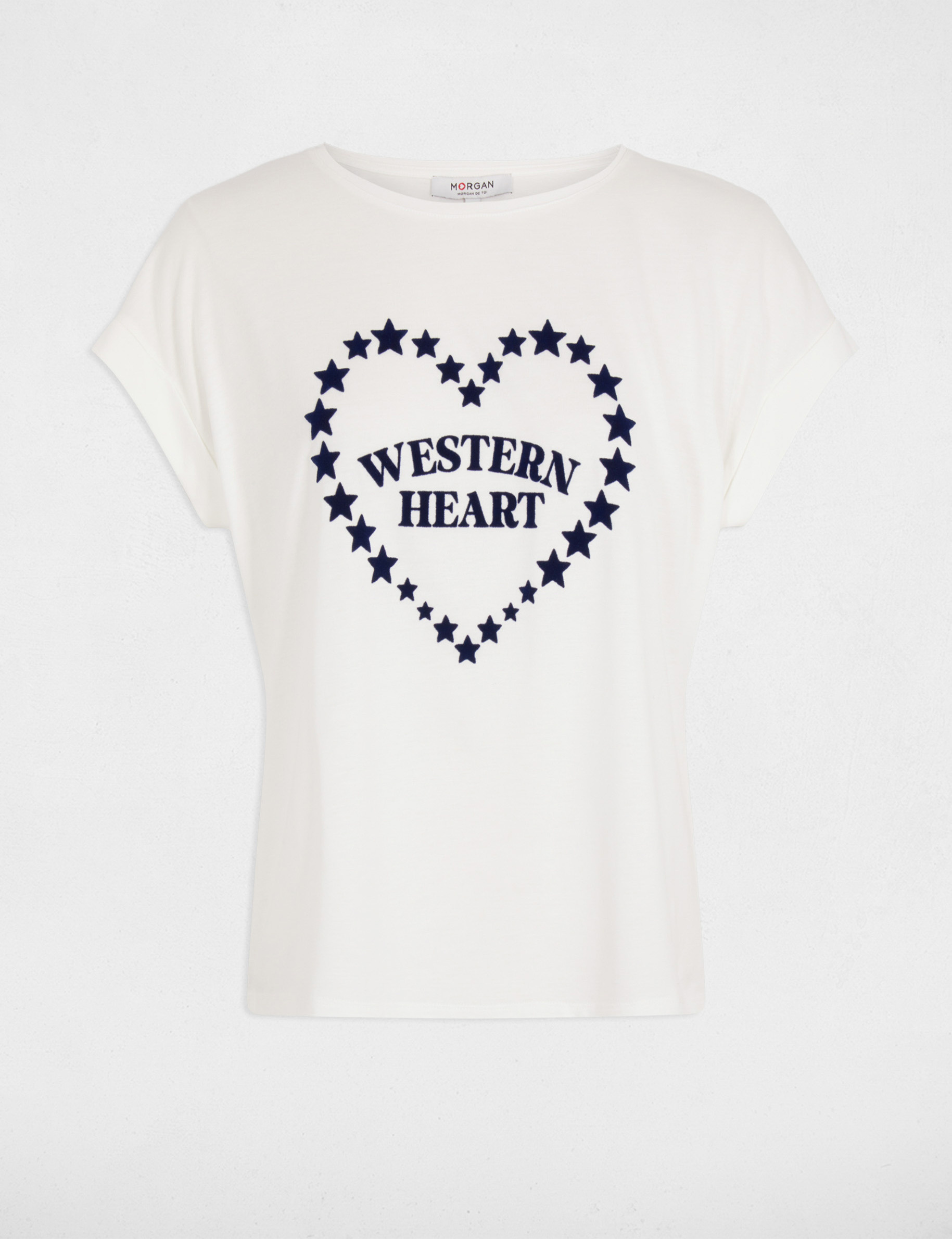 Straight t-shirt with round neck white women