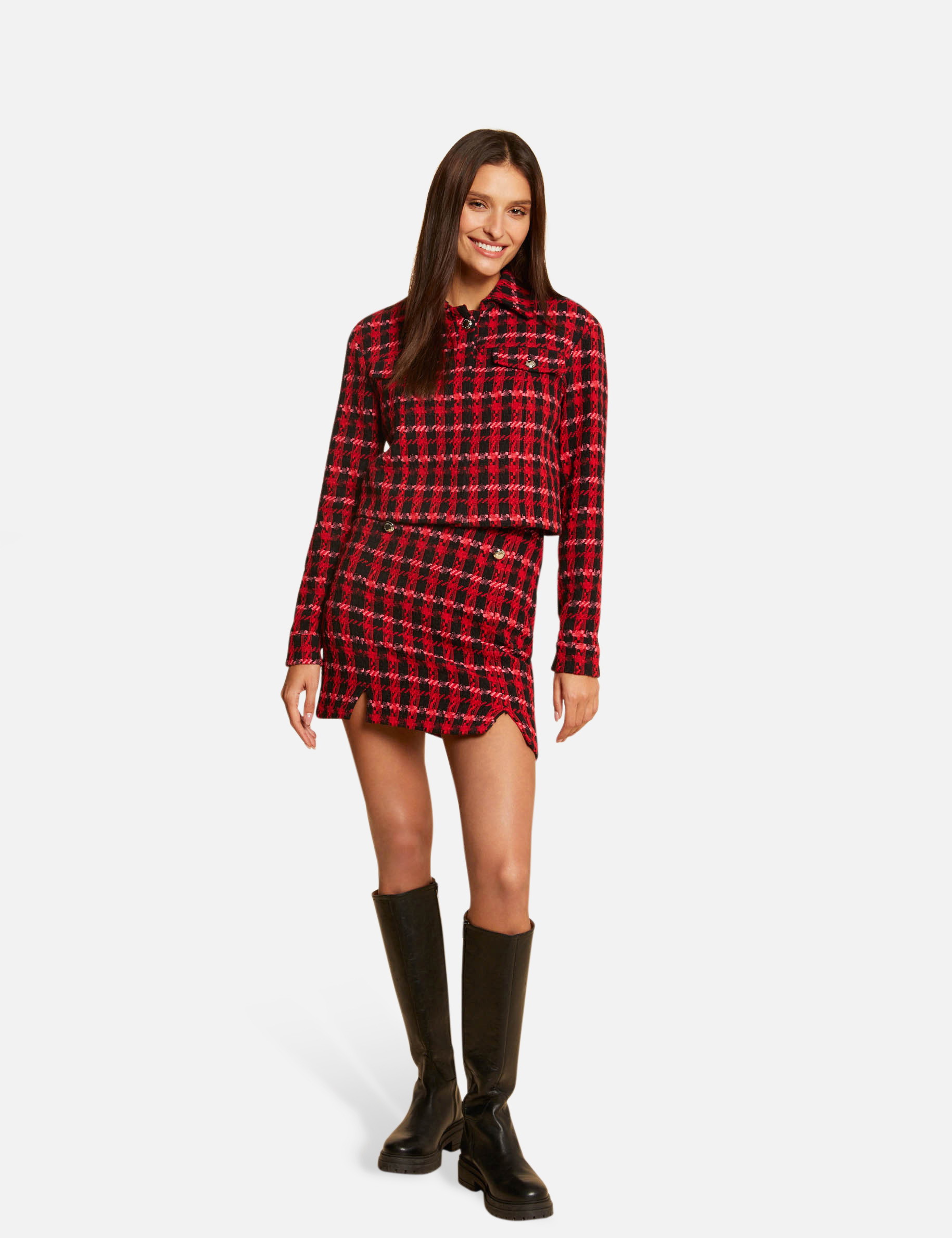 Checked straight buttoned jacket multico ladies'