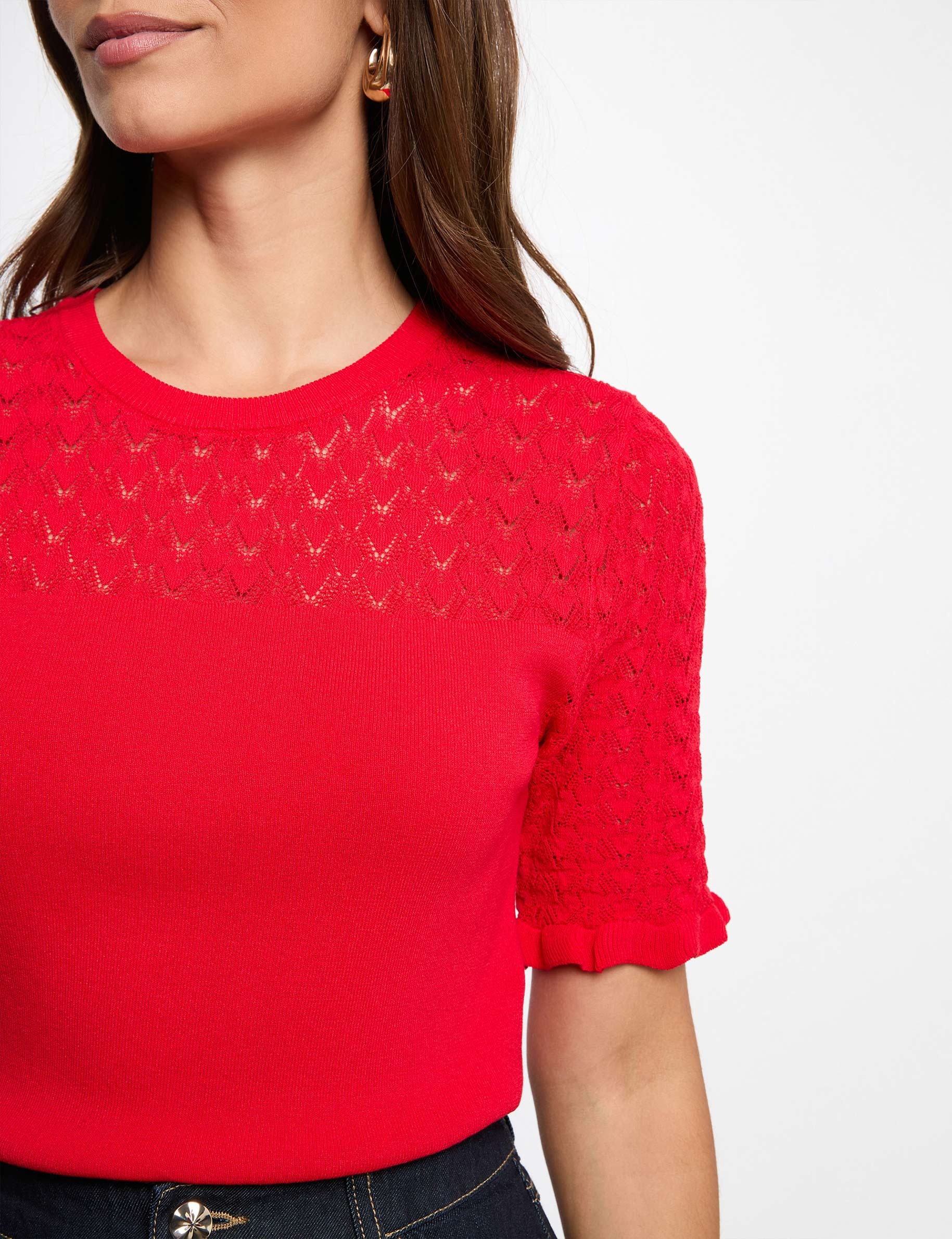 Short-sleeve sweater red women