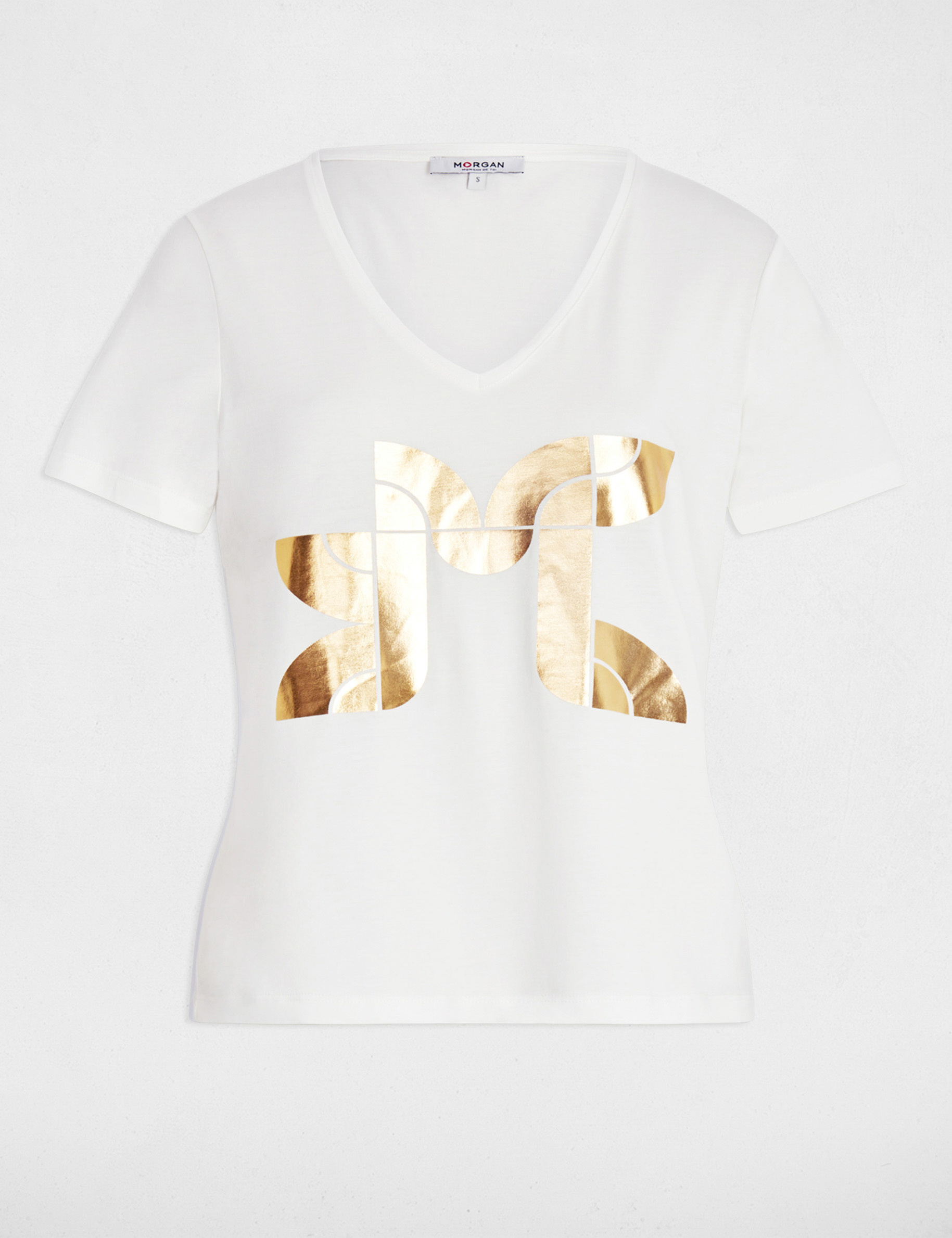 cropped screen printed t shirt white women Cropped screen-printed t-shirt white women