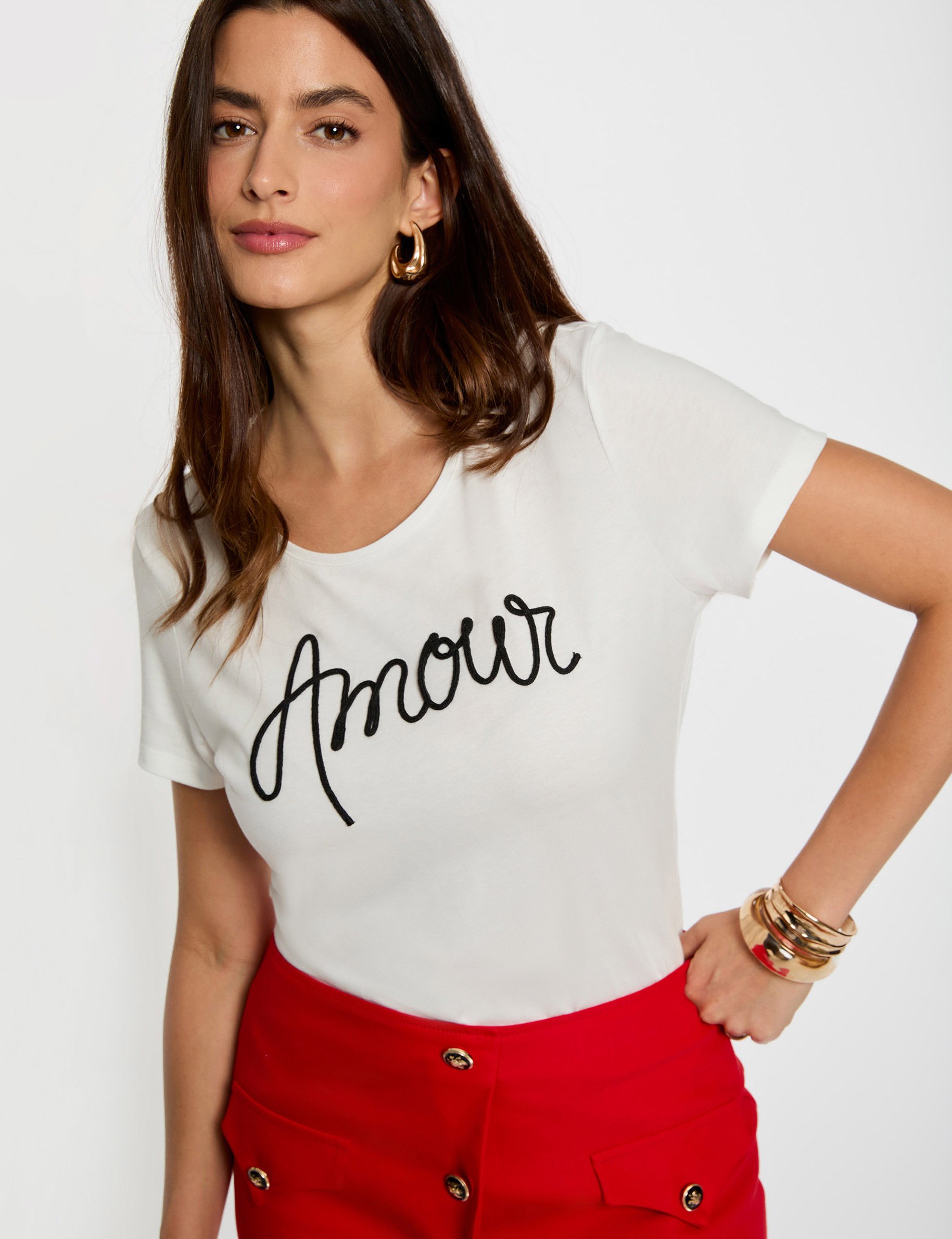 straight t shirt with print white women Straight t-shirt with print white women