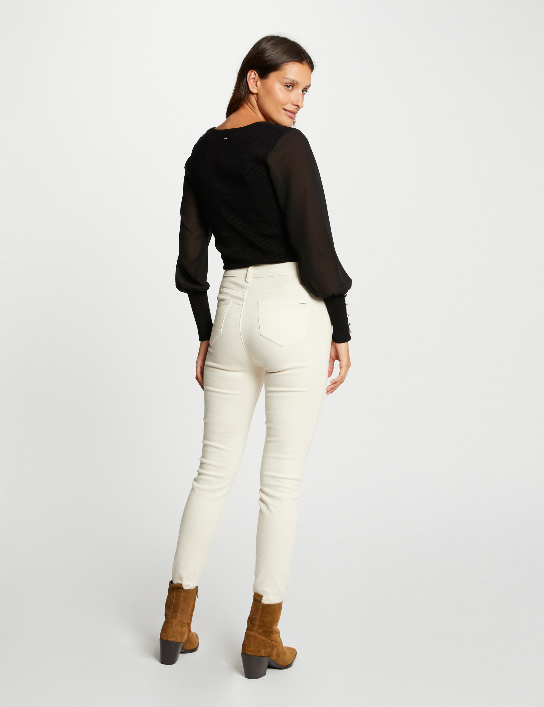 Jumper semi-transparent long sleeves black ladies'