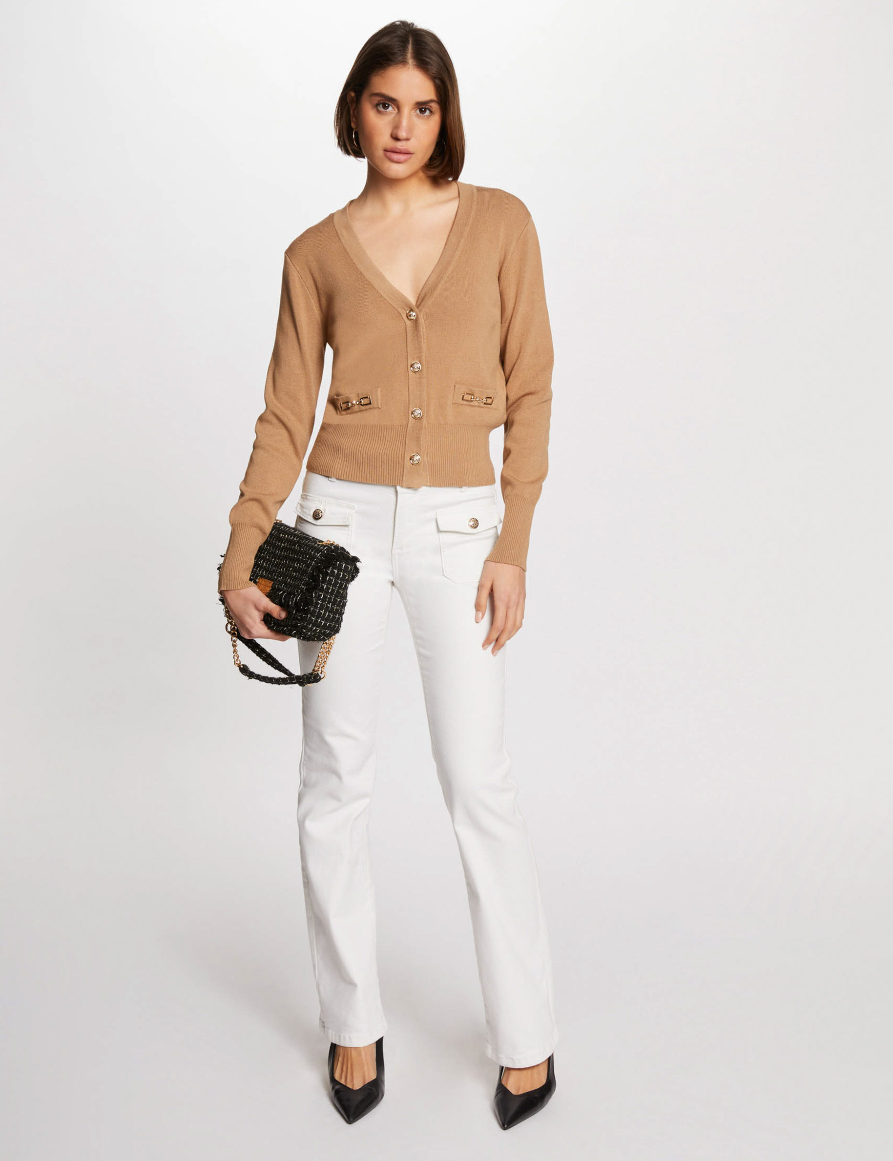 Women's Camel Short Cardigan