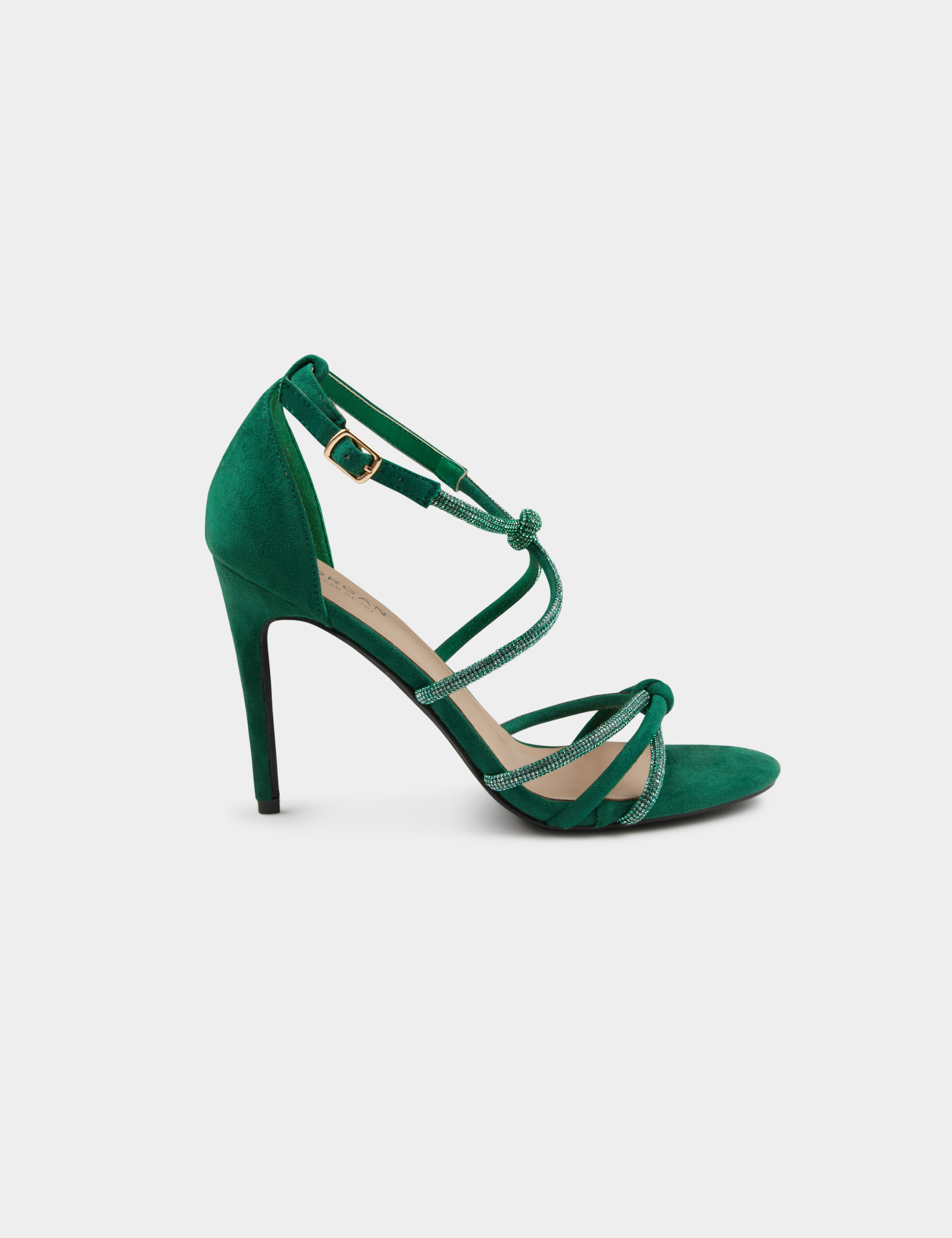 Sandals with heels and rhinestones green ladies' Sandals with heels and rhinestones green ladies'