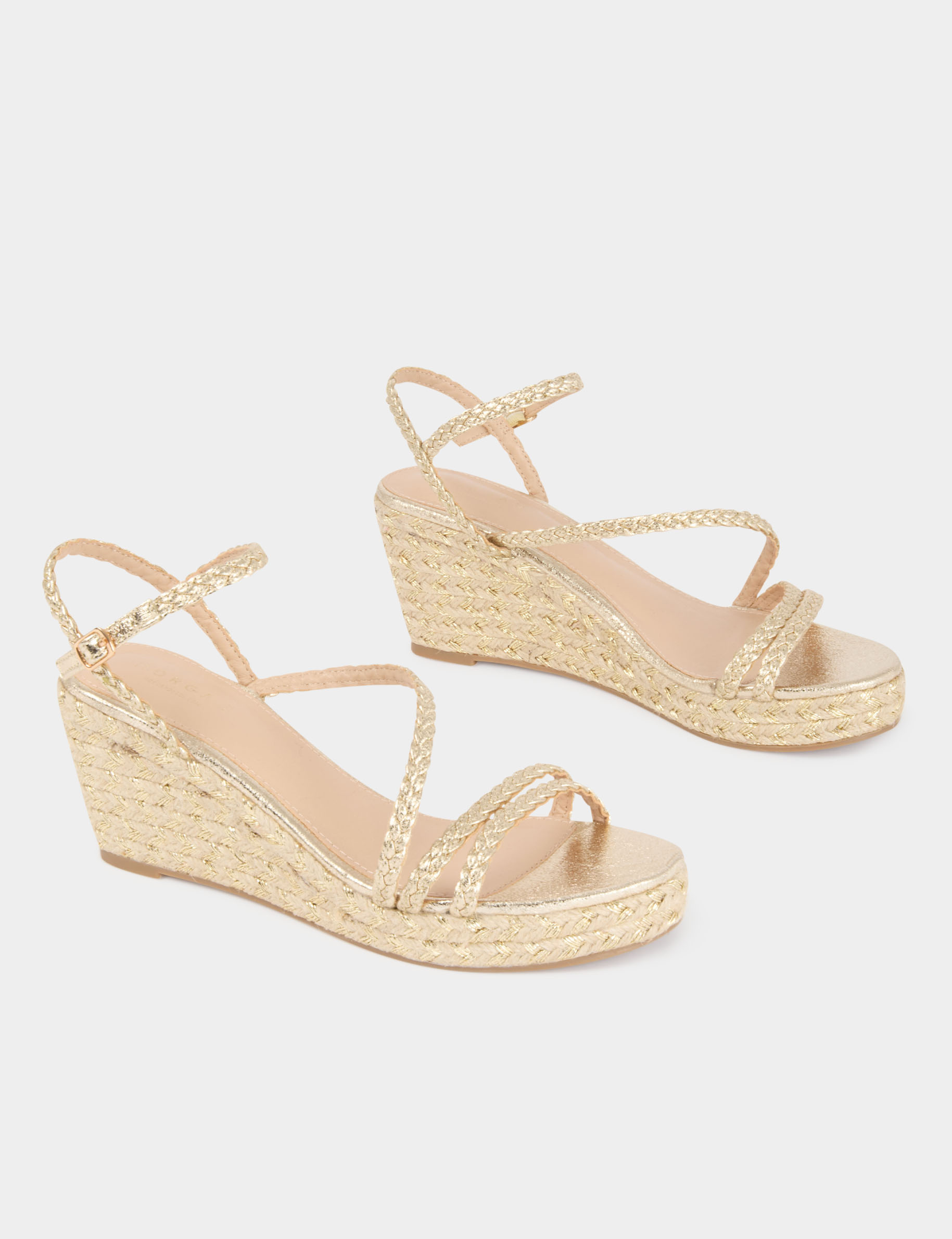 Woven wedge sandal gold yellow women