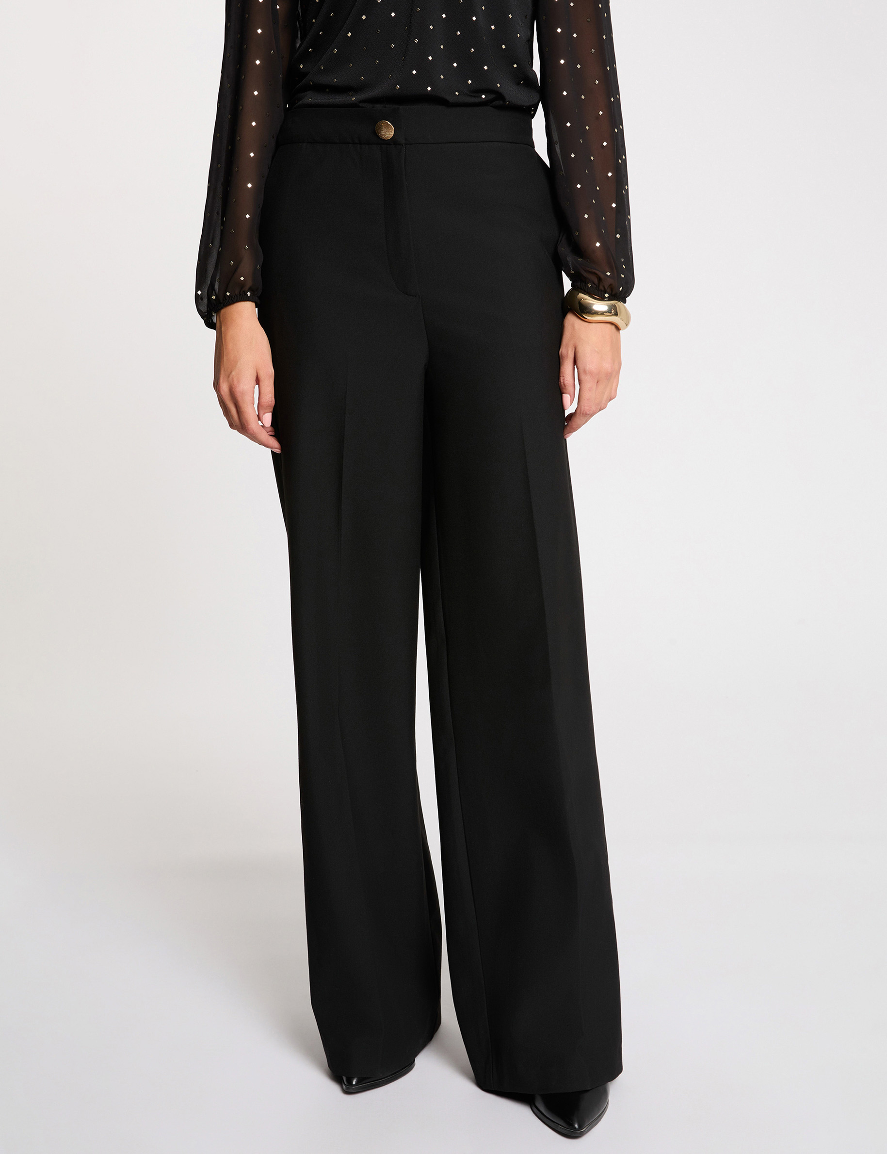 High-waisted wide-leg trousers black women