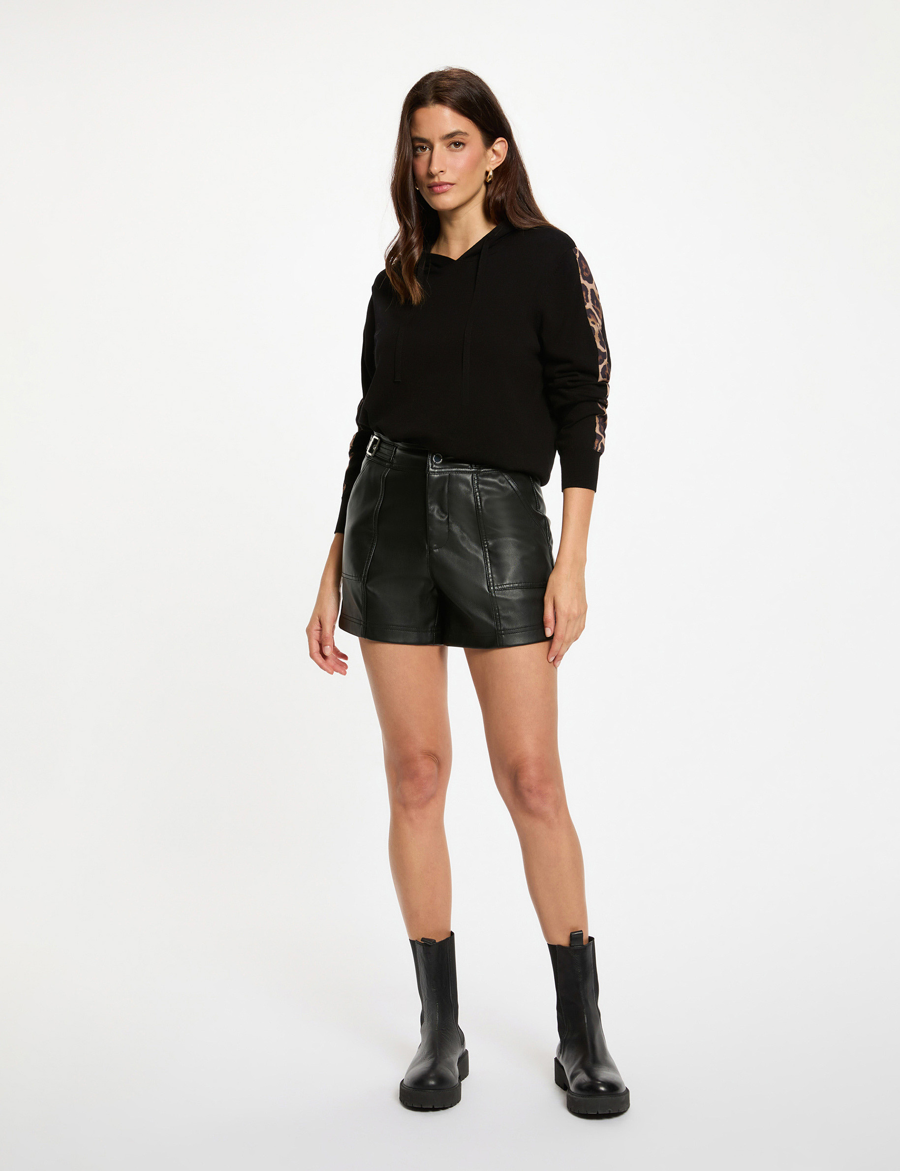 Fitted hoodie sweater black women