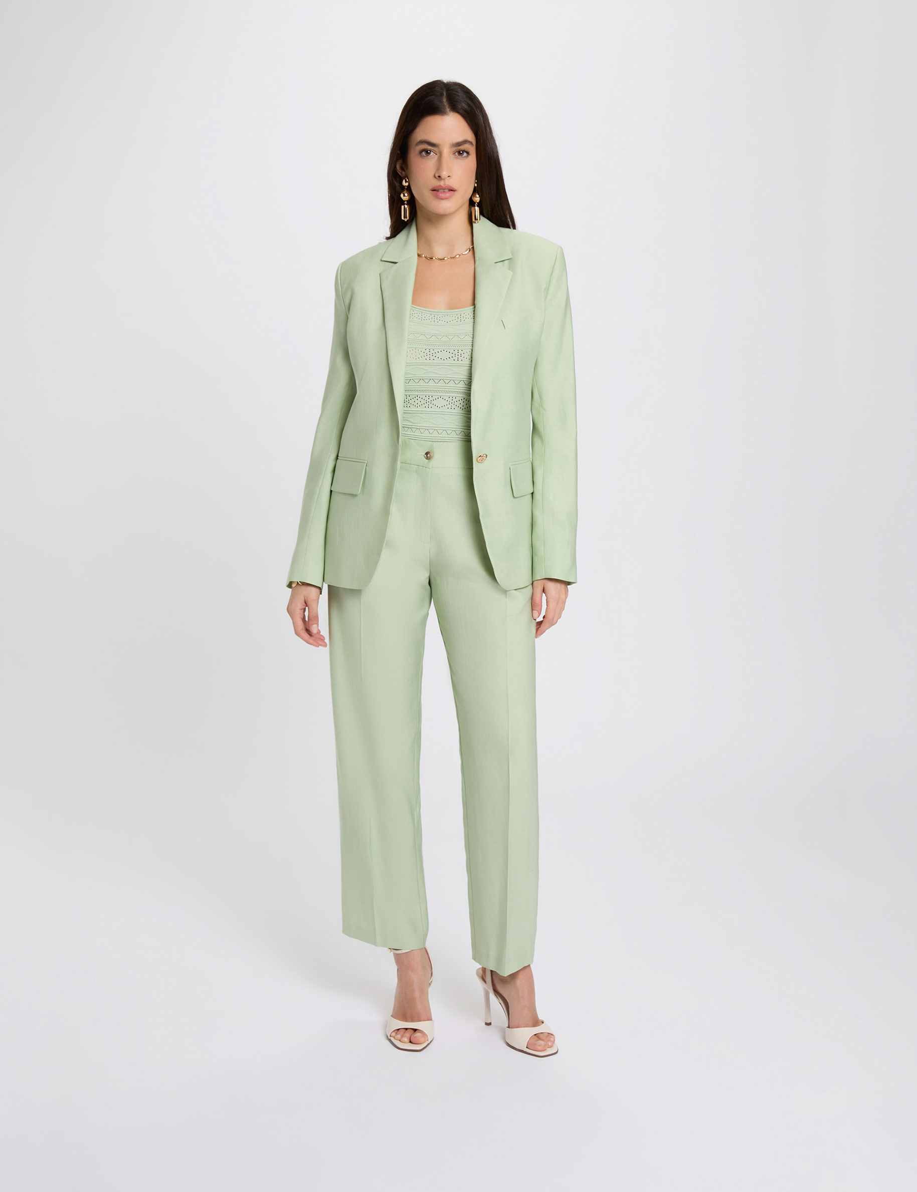 Fitted jacket with tailored collar pastel green women