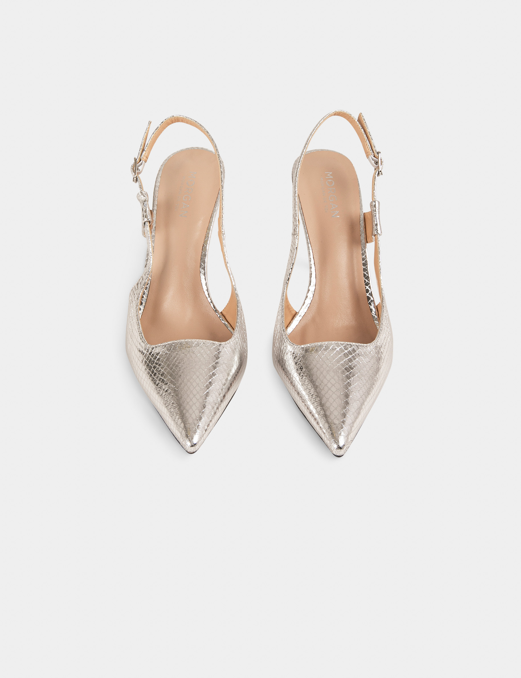 Slingback sandals metallised effect silver ladies' Slingback sandals metallised effect silver ladies'
