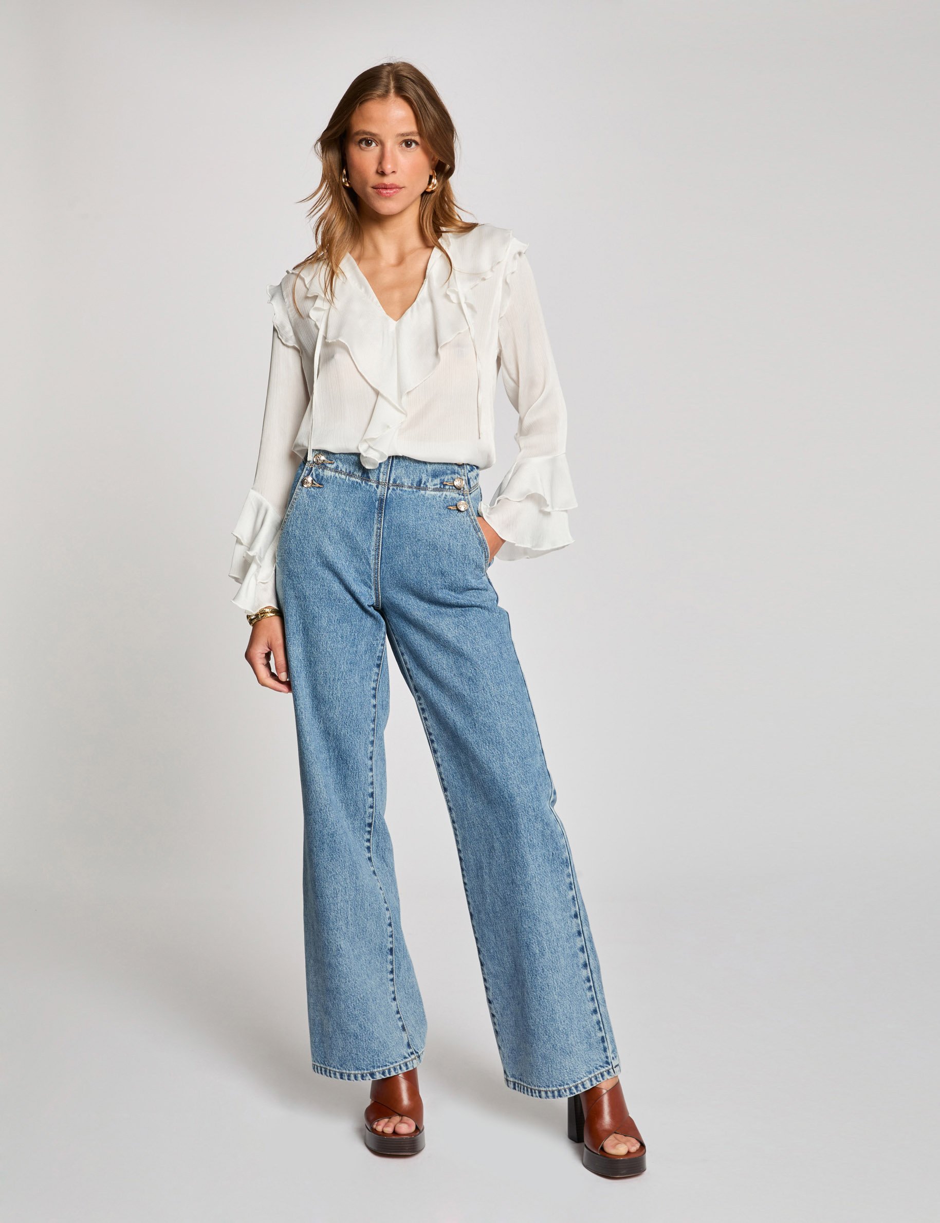 long sleeved blouse white women Long-sleeved blouse white women