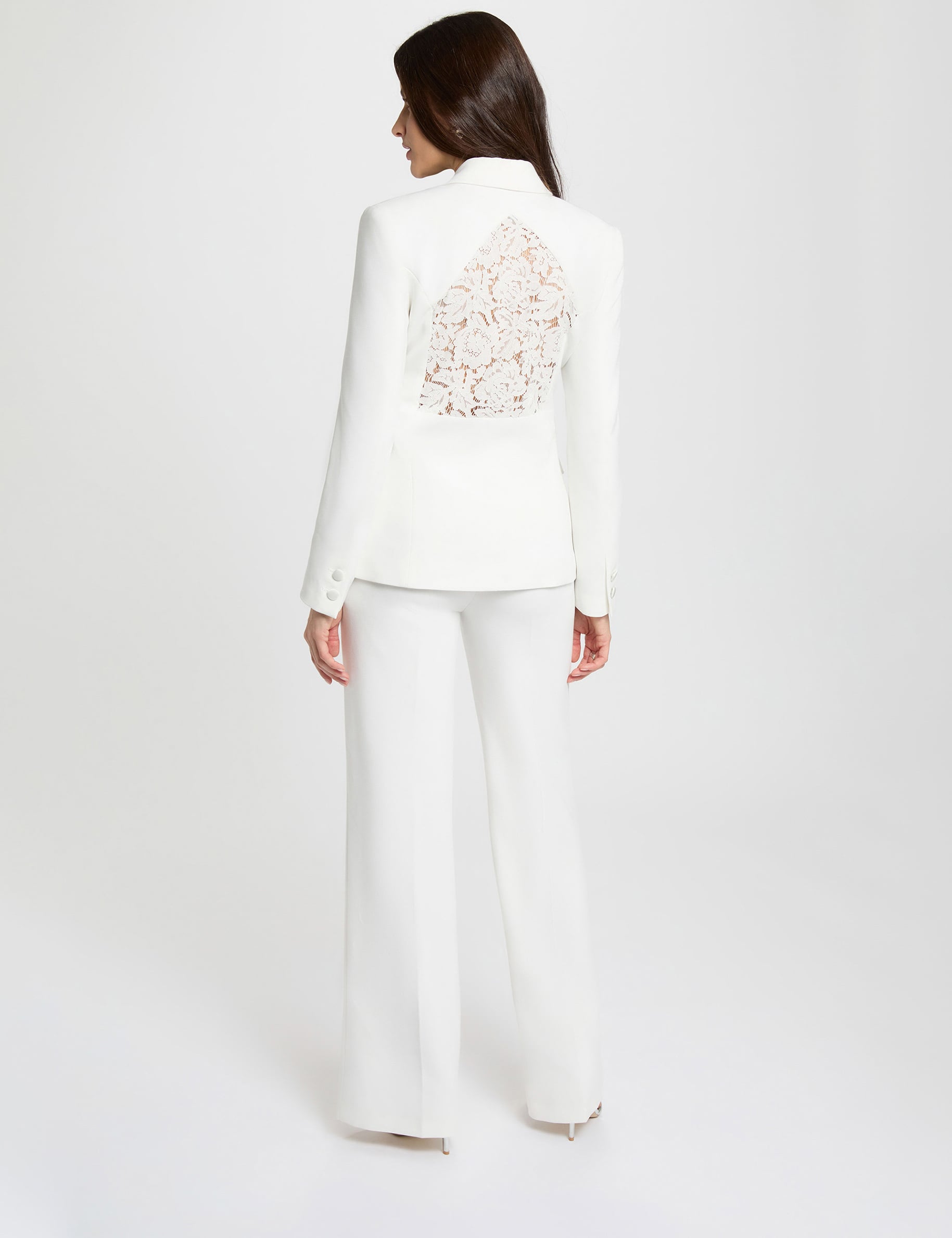 Fitted lace blazer white women