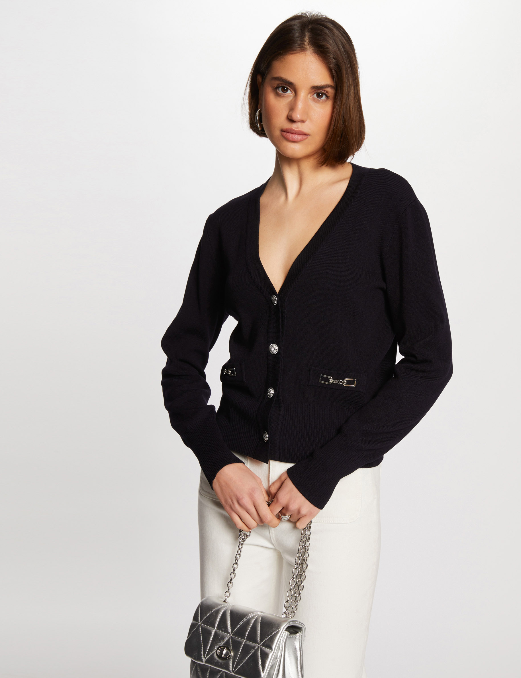 gilet manches longues marine femme Gilet manches longues marine femme