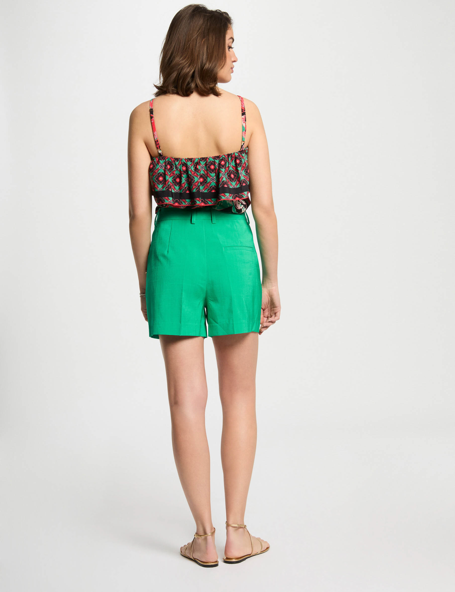printed top with ruffles multicolor women Printed top with ruffles multicolor women