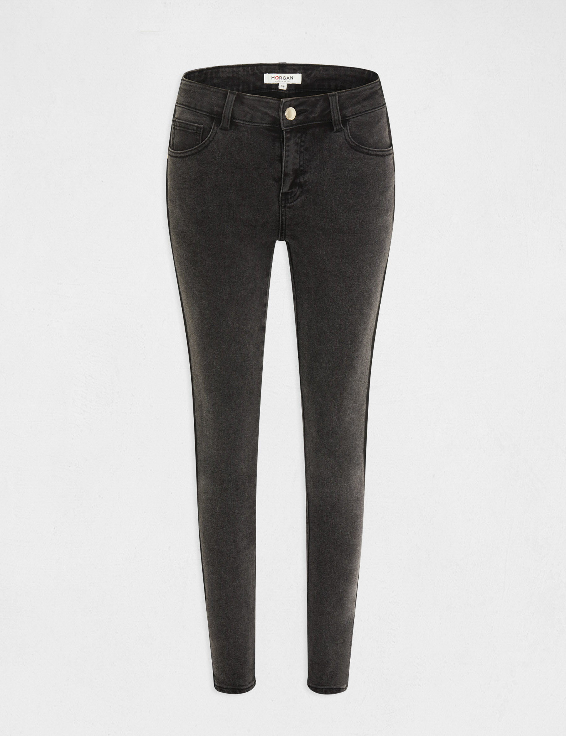 Skinny jeans with side strips mid-grey ladies'