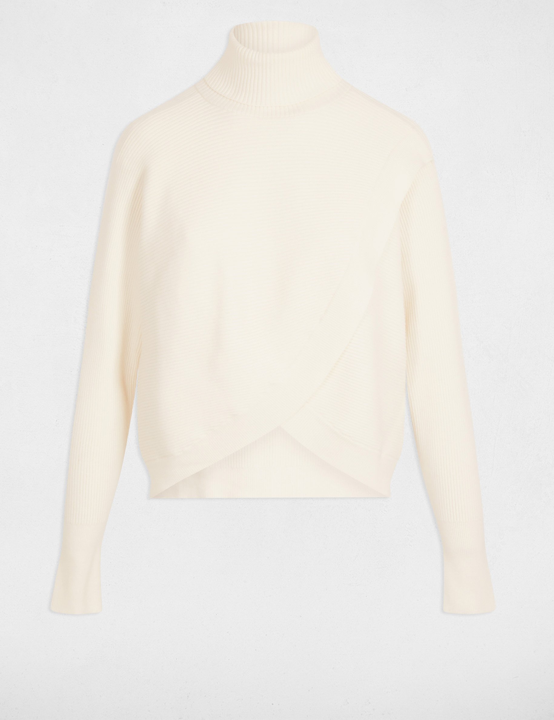 long sleeved jumper wrap over effect ivory women Long-sleeved jumper wrap-over effect ivory women